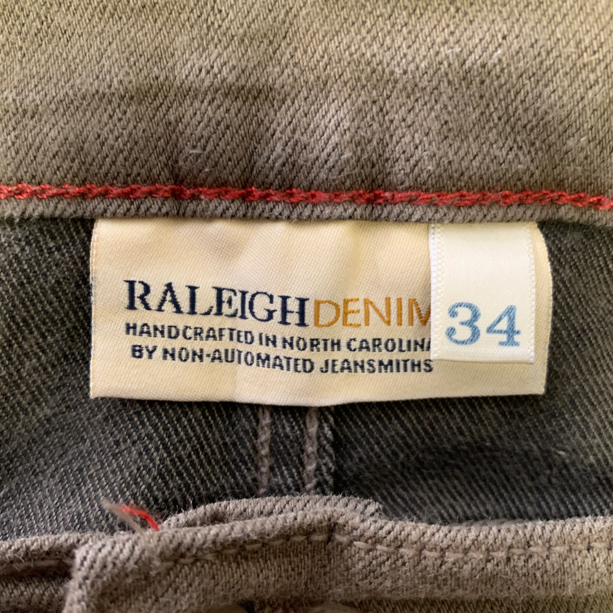 RALEIGH Size 34 Green Olive Cotton Blend Slim Fit Jeans - Image 3