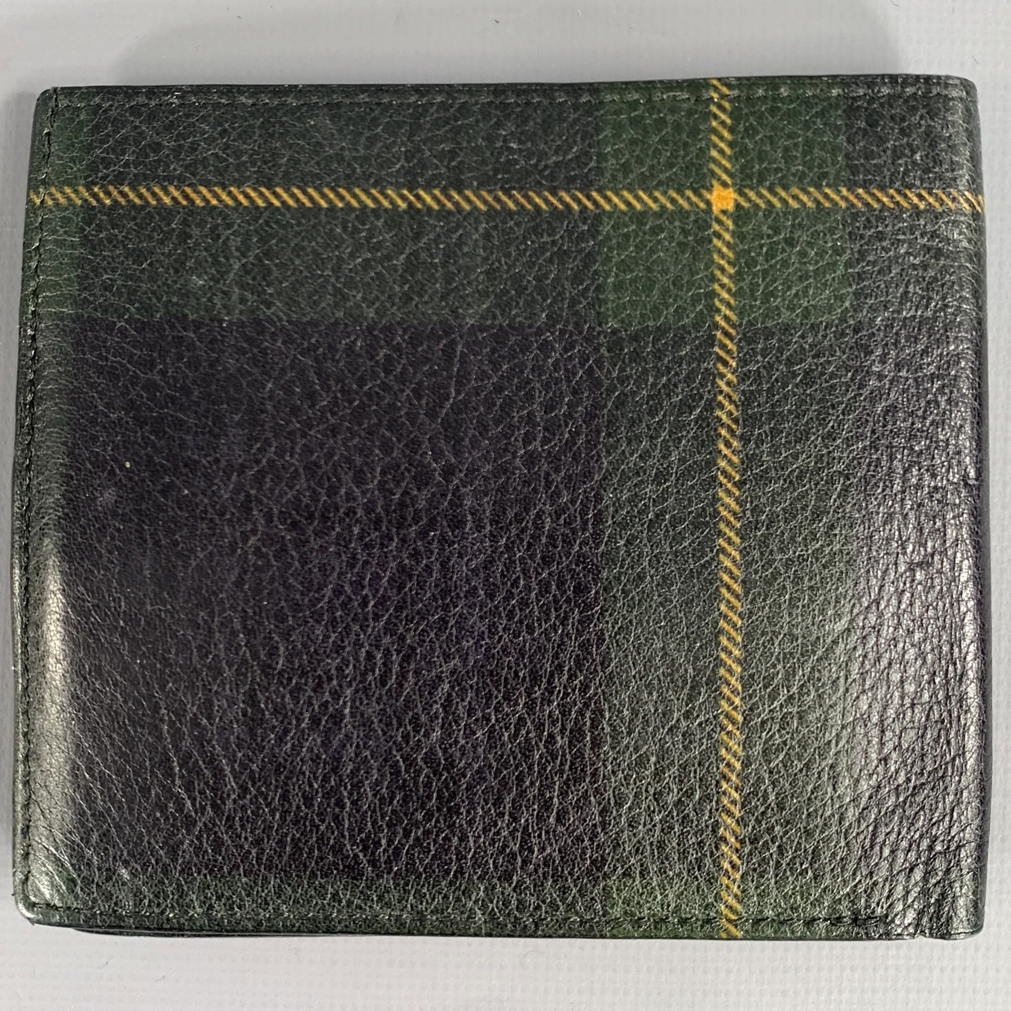 RALPH LAUREN Black Green & Yellow Plaid Leather Wallet - Image 2