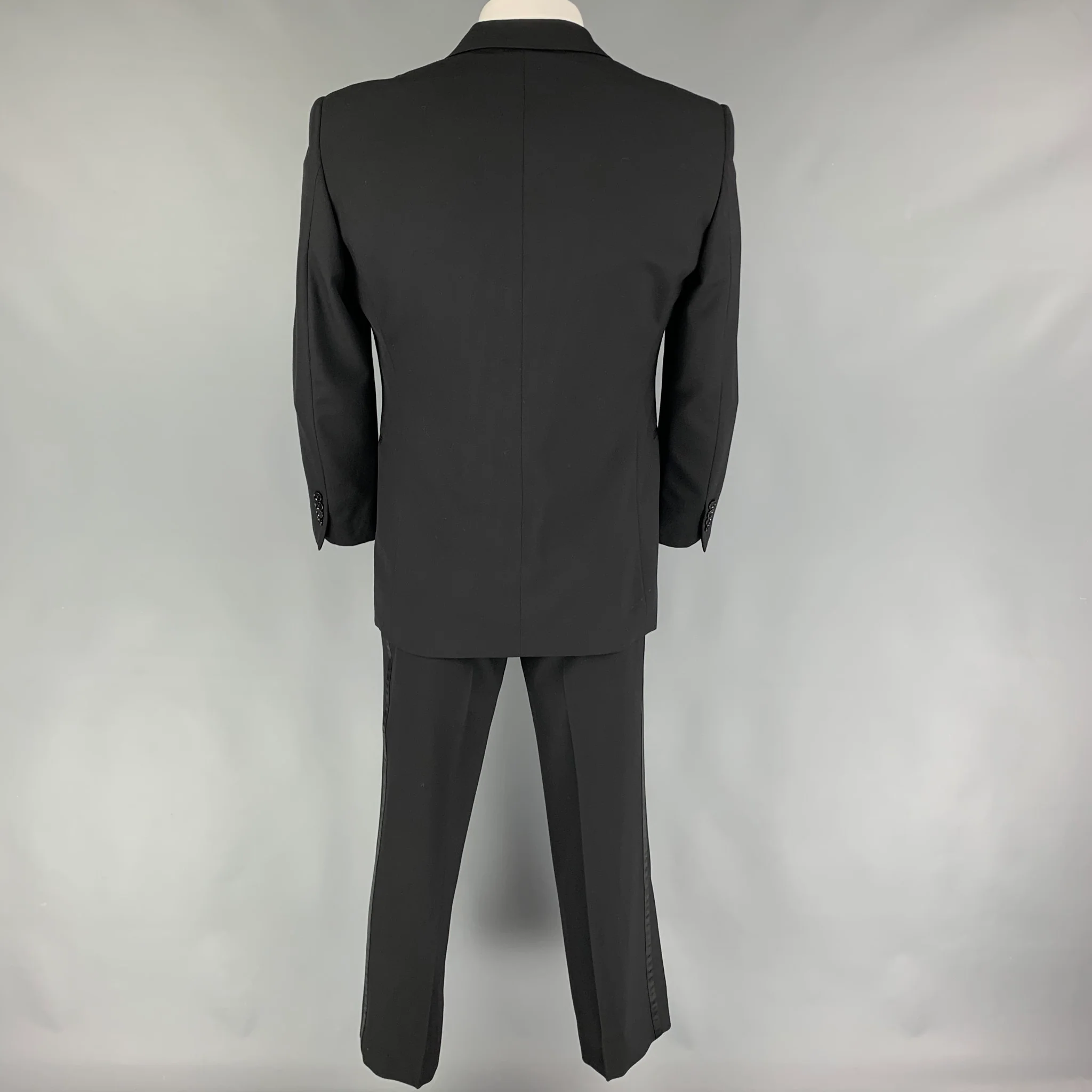 RALPH LAUREN Black Label Size 42 Regular Black Wool Peak Lapel Tuxedo Suit - Image 3