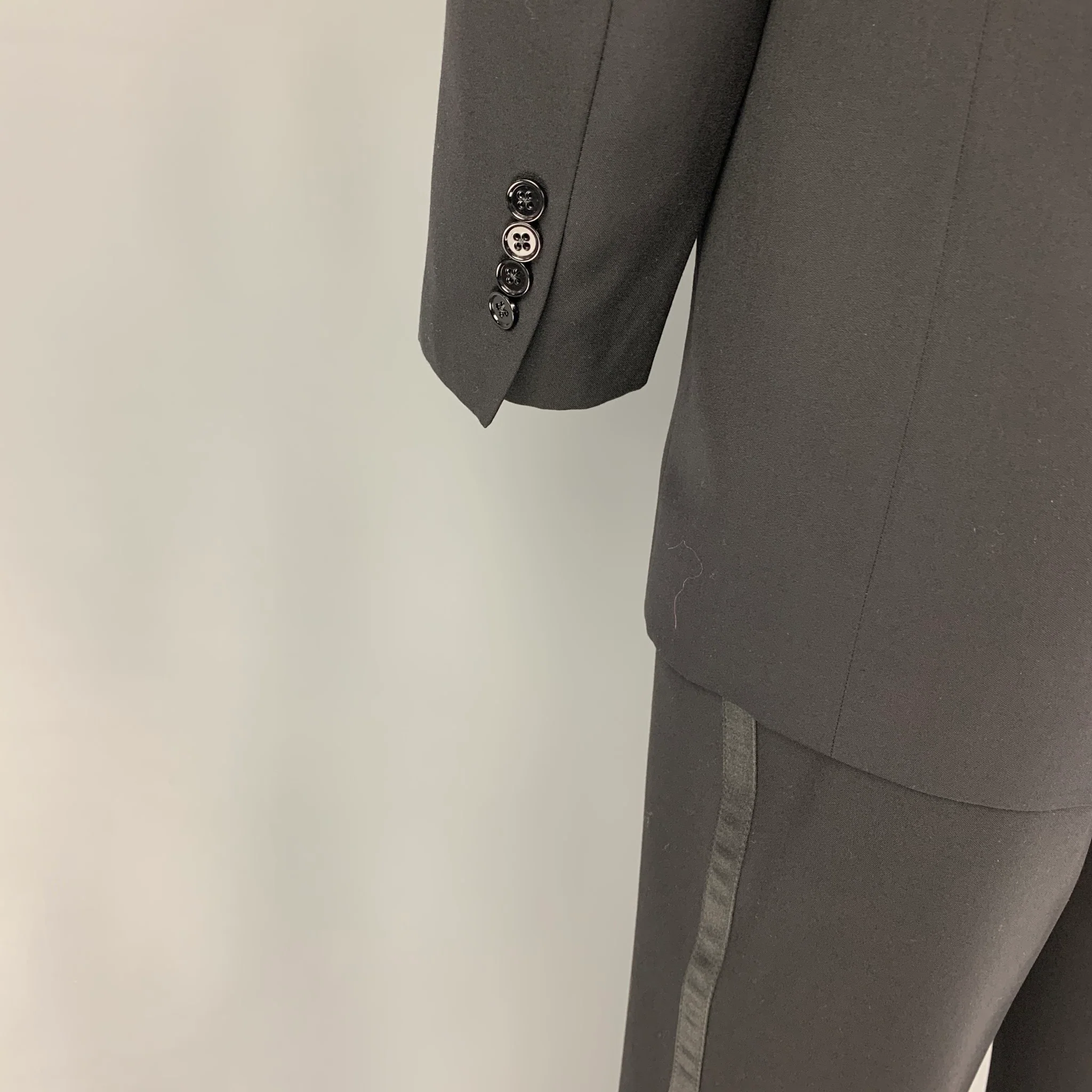 RALPH LAUREN Black Label Size 42 Regular Black Wool Peak Lapel Tuxedo Suit - Image 4