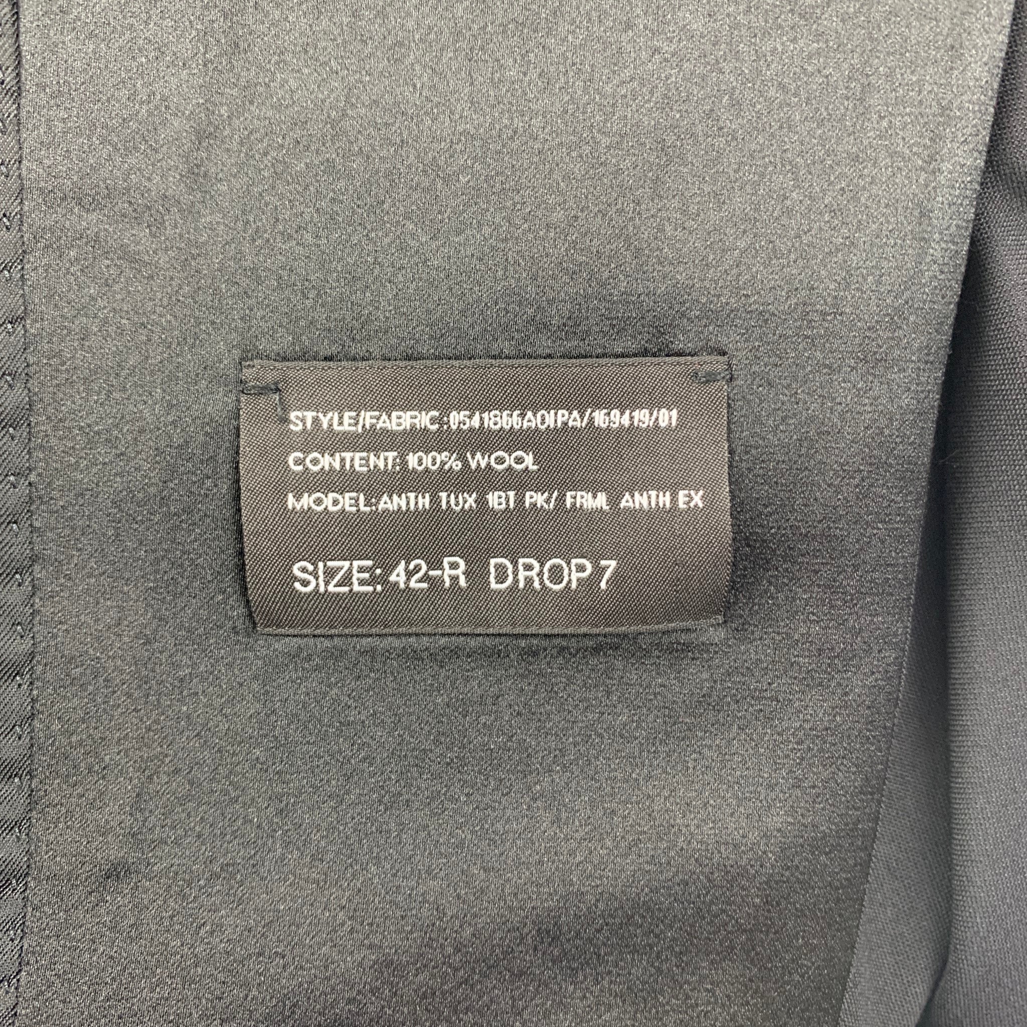 RALPH LAUREN Black Label Size 42 Regular Black Wool Peak Lapel Tuxedo Suit - Image 8