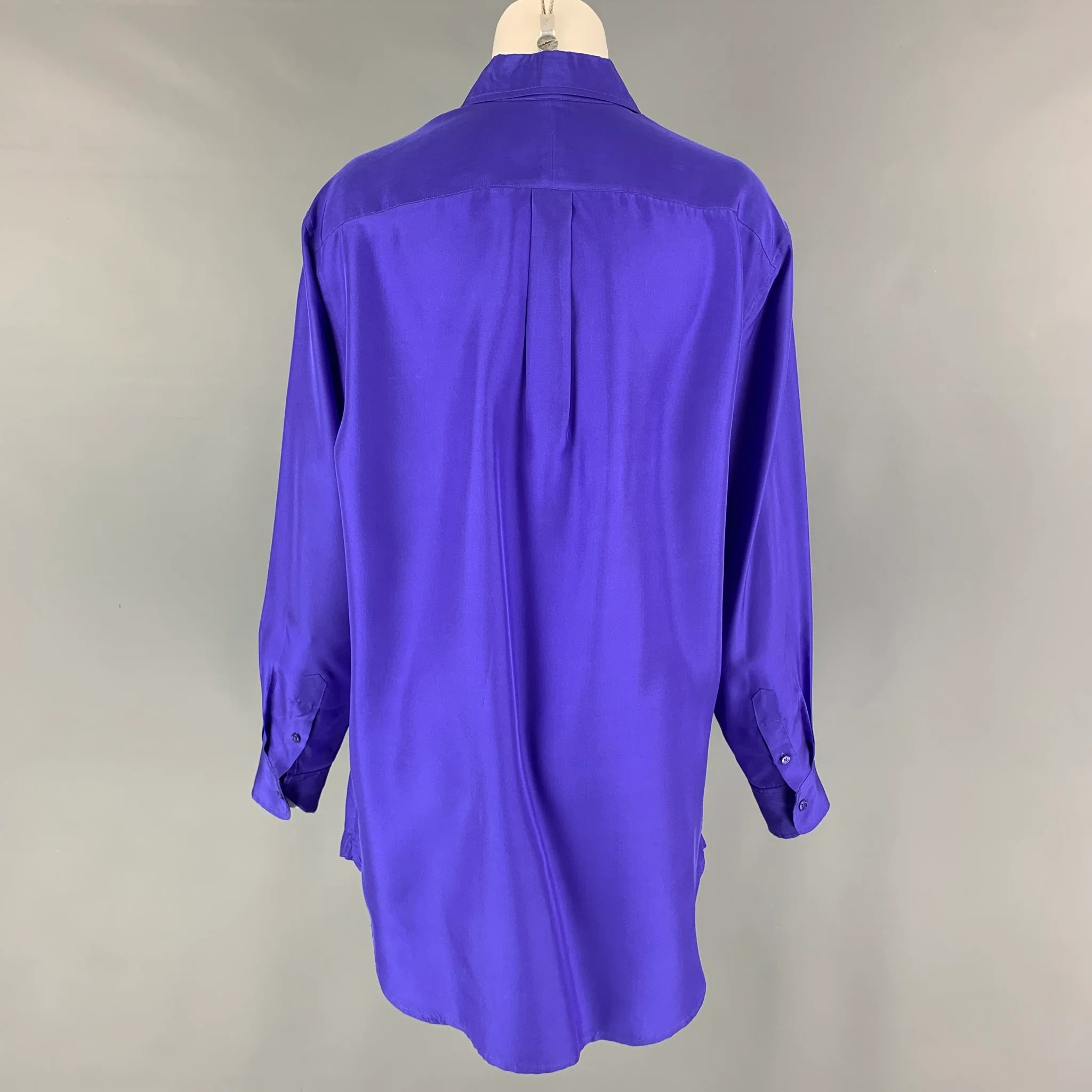 RALPH LAUREN Black Label Size 8 Purple Silk Button Up Shirt - Image 3