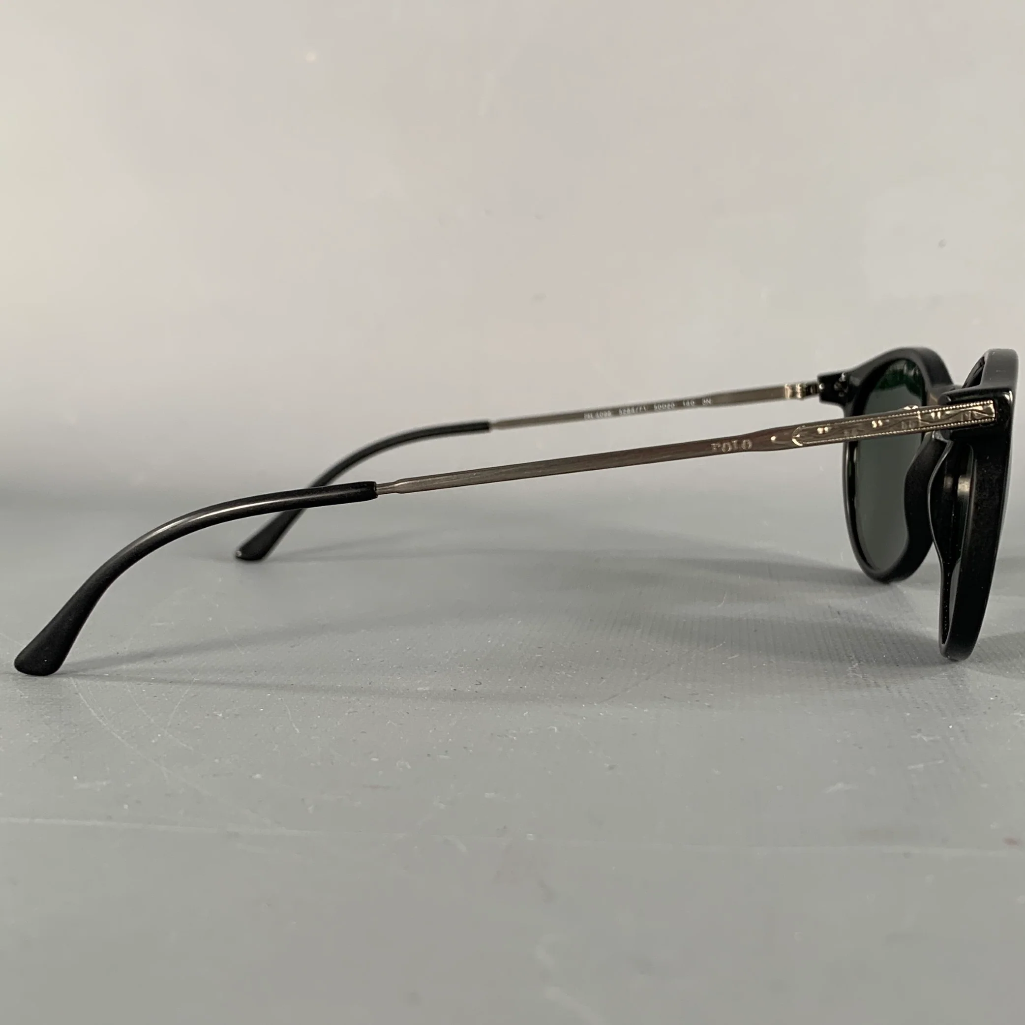 RALPH LAUREN Black Silver Acetate Round Sunglasses - Image 2