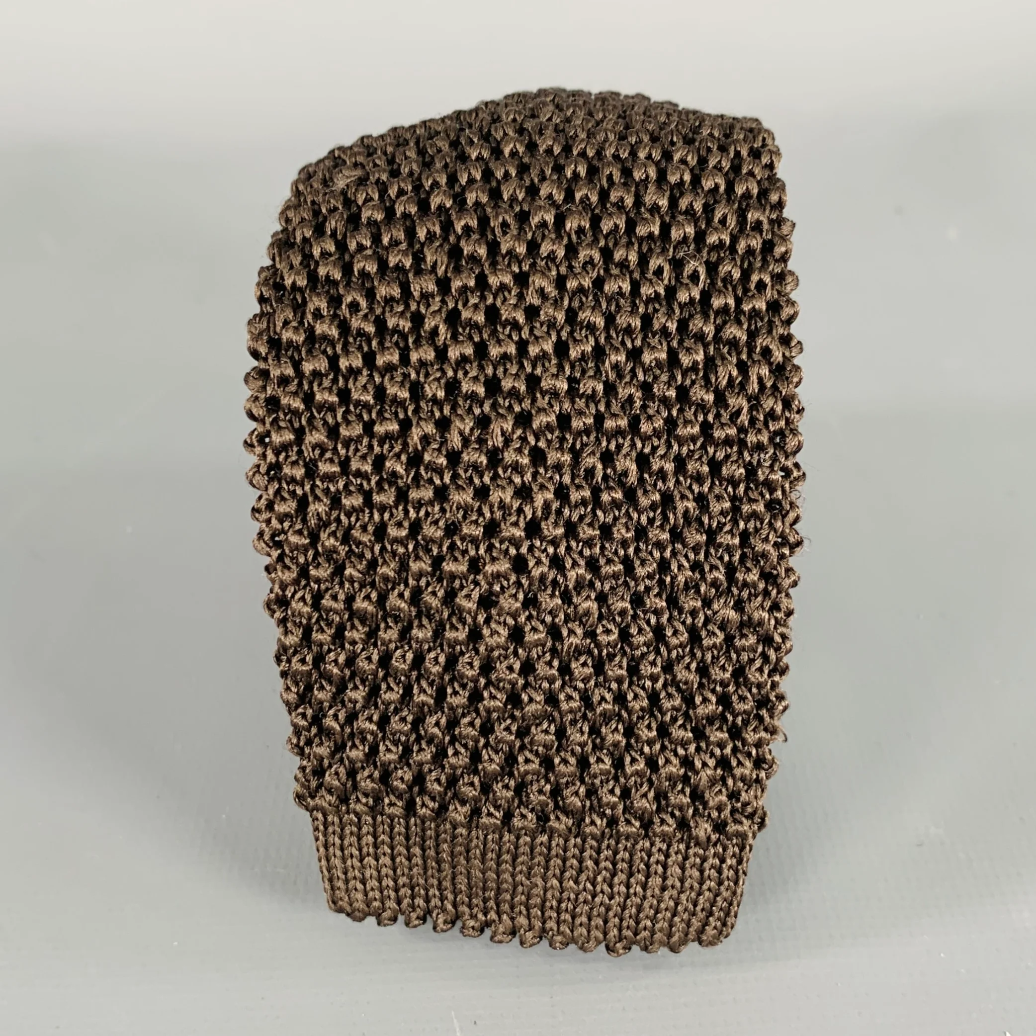 RALPH LAUREN Brown Silk Knit Tie
