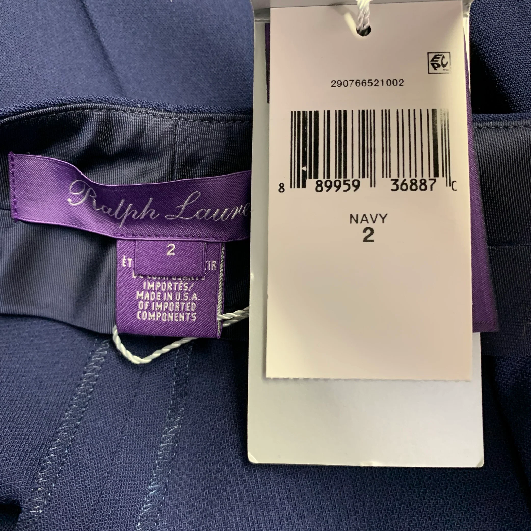 RALPH LAUREN COLLECTION Size 2 Navy Virgin Wool Blend Crepe Tapered Dress Pants - Image 3