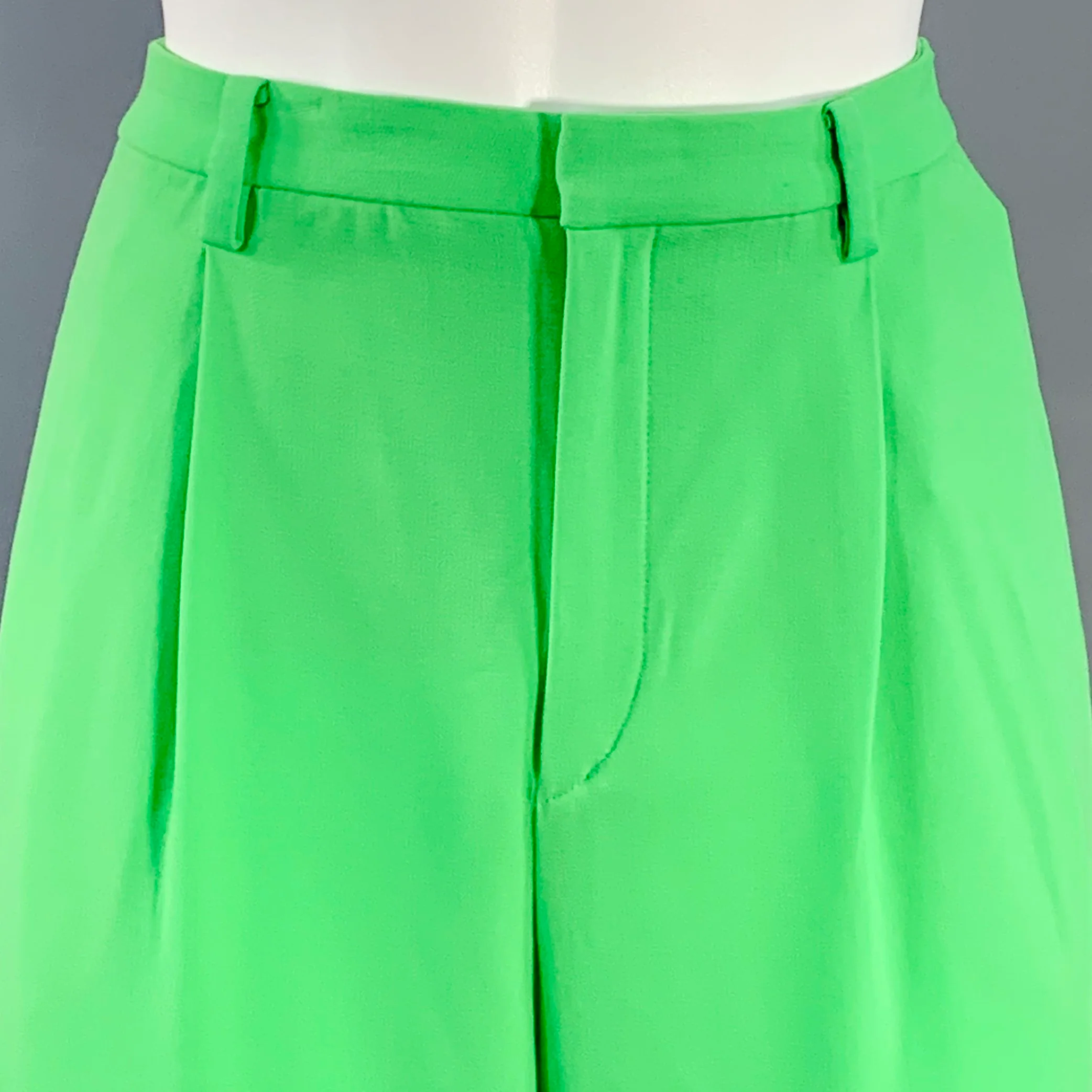 RALPH LAUREN COLLECTION Size 4 Green Lime Wool Blend Pleated Dress Pants - Image 2