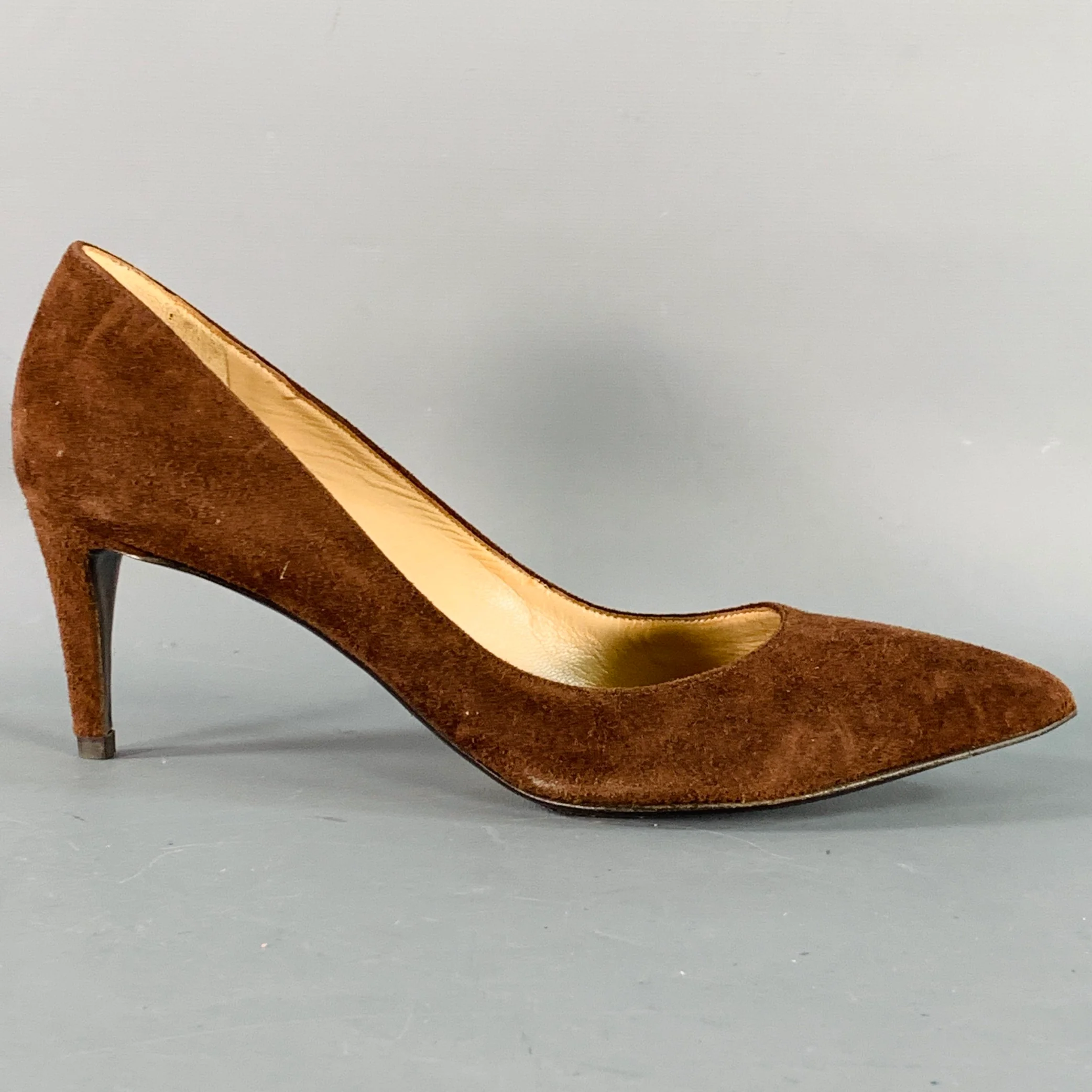 RALPH LAUREN COLLECTION Size 6.5 Brown Suede Pointed Toe Classic Pumps - Image 2