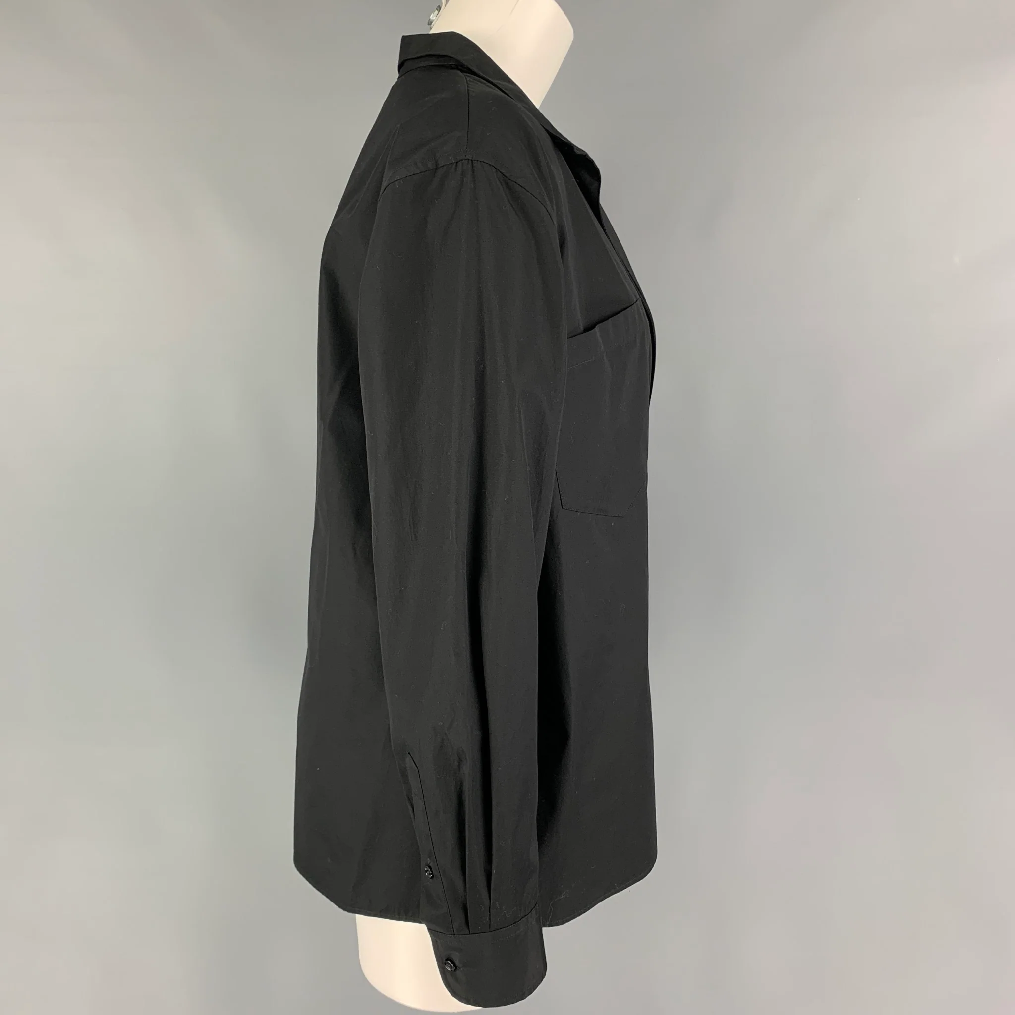 RALPH LAUREN Collection Size 6 Black Cotton Wrap Around Casual Top - Image 3
