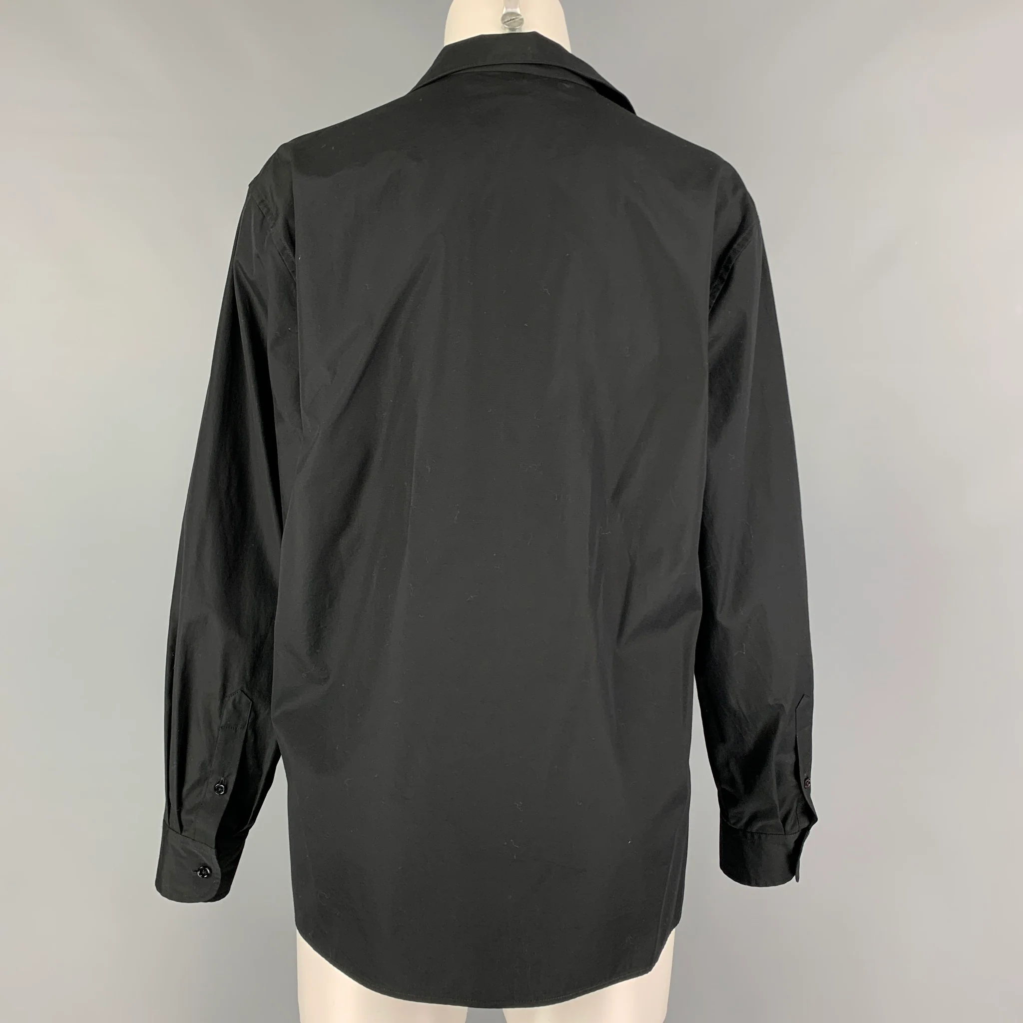 RALPH LAUREN Collection Size 6 Black Cotton Wrap Around Casual Top - Image 4
