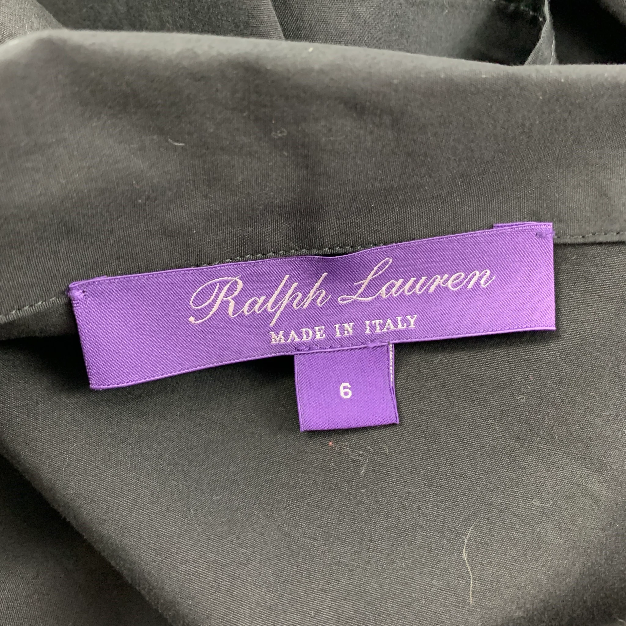 RALPH LAUREN Collection Size 6 Black Cotton Wrap Around Casual Top - Image 6