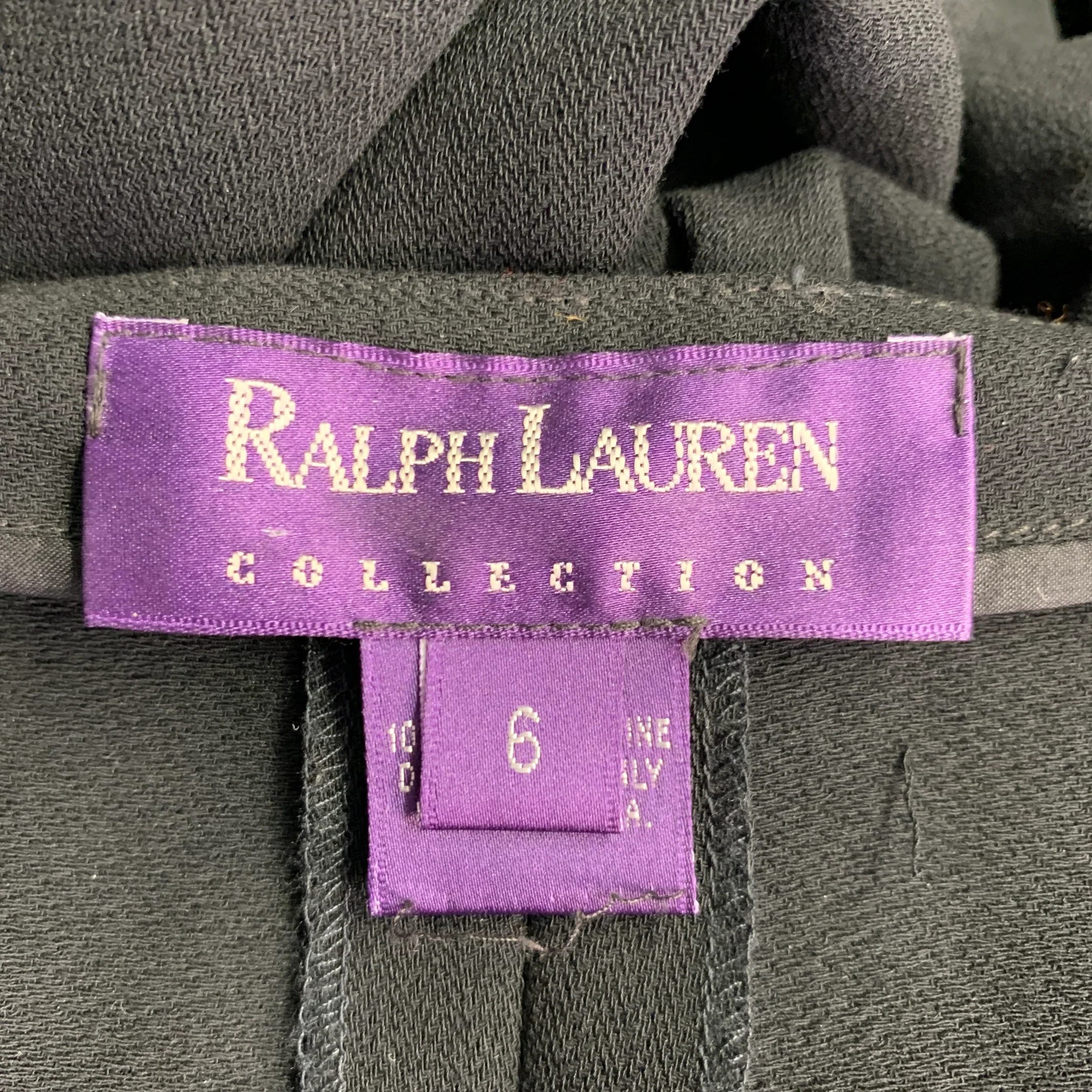 RALPH LAUREN COLLECTION Size 6 Black Wool Side Zipper Dress Pants - Image 4
