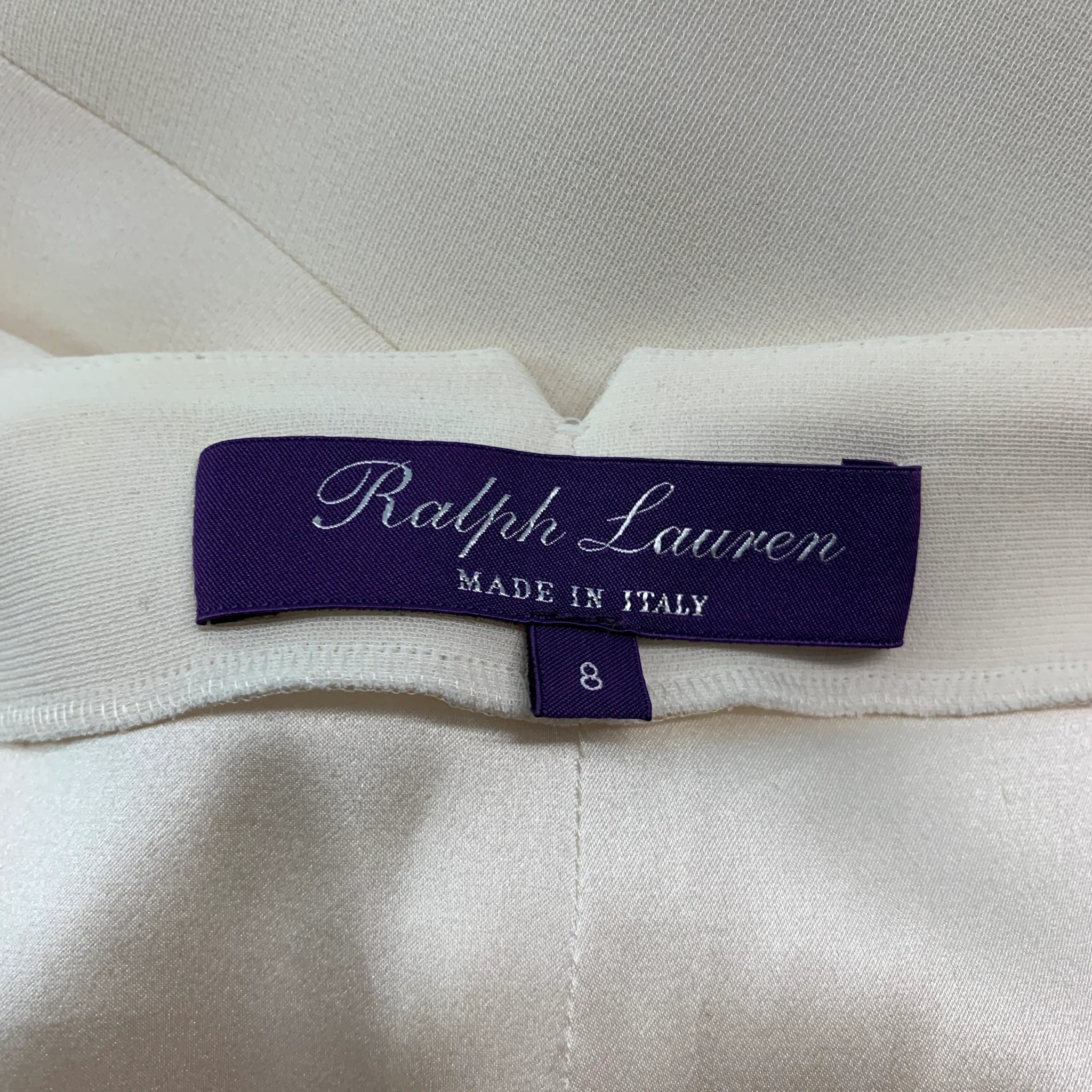 RALPH LAUREN COLLECTION Size 8 Cream Silk Wide Leg Dress Pants - Image 4