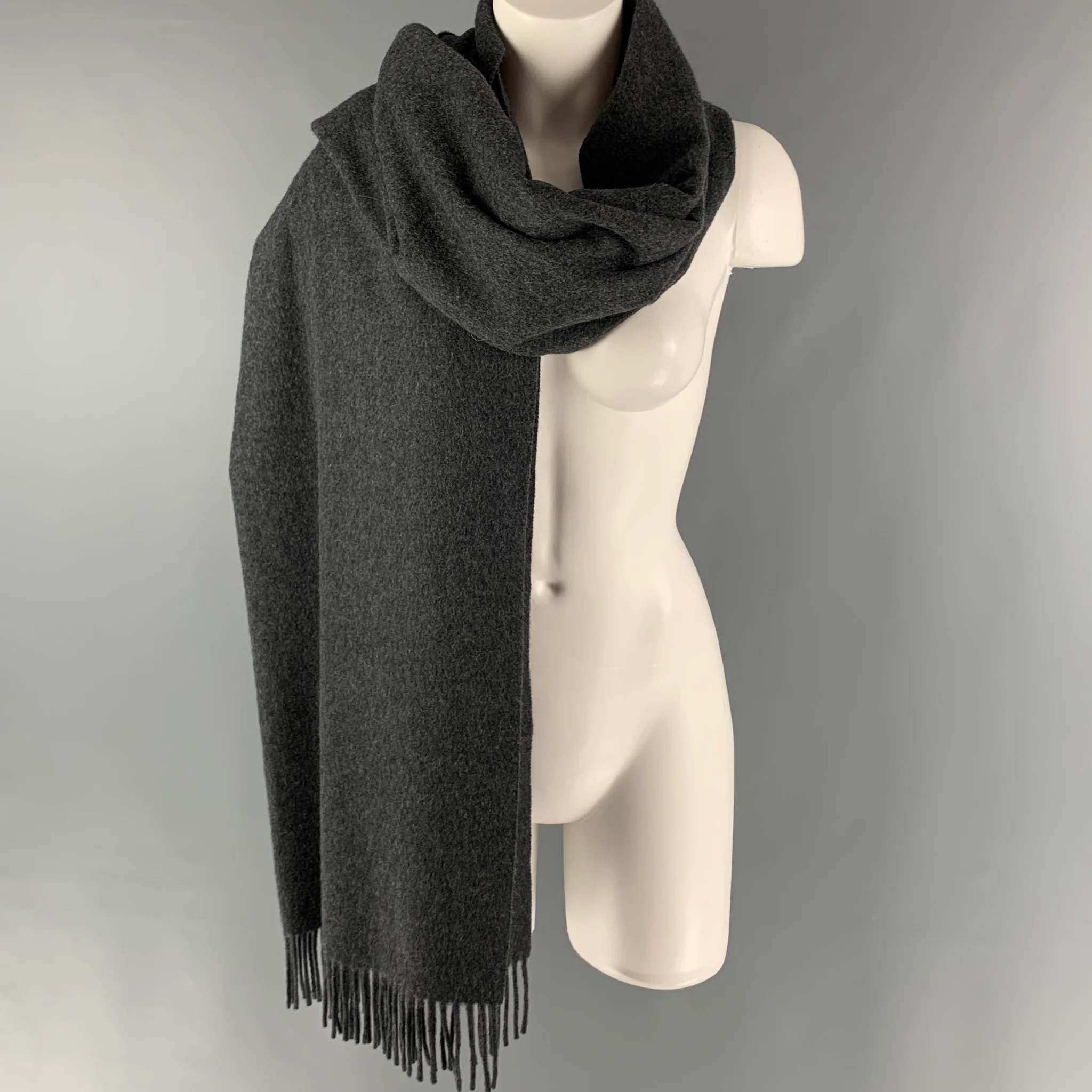 RALPH LAUREN Grey Heather Cashmere Shawl - Image 2