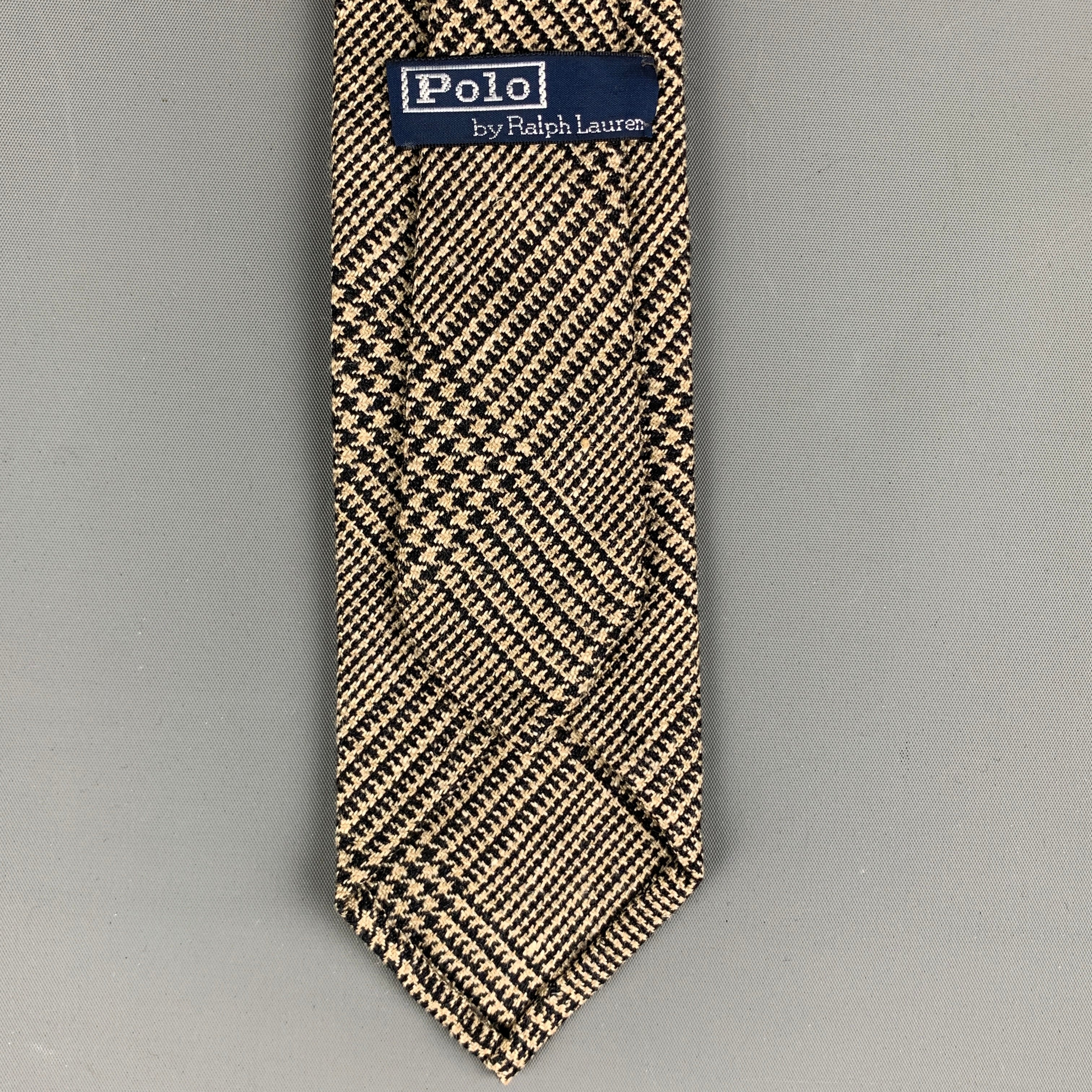 RALPH LAUREN Navy Beige Glenplaid Wool Tie - Image 4
