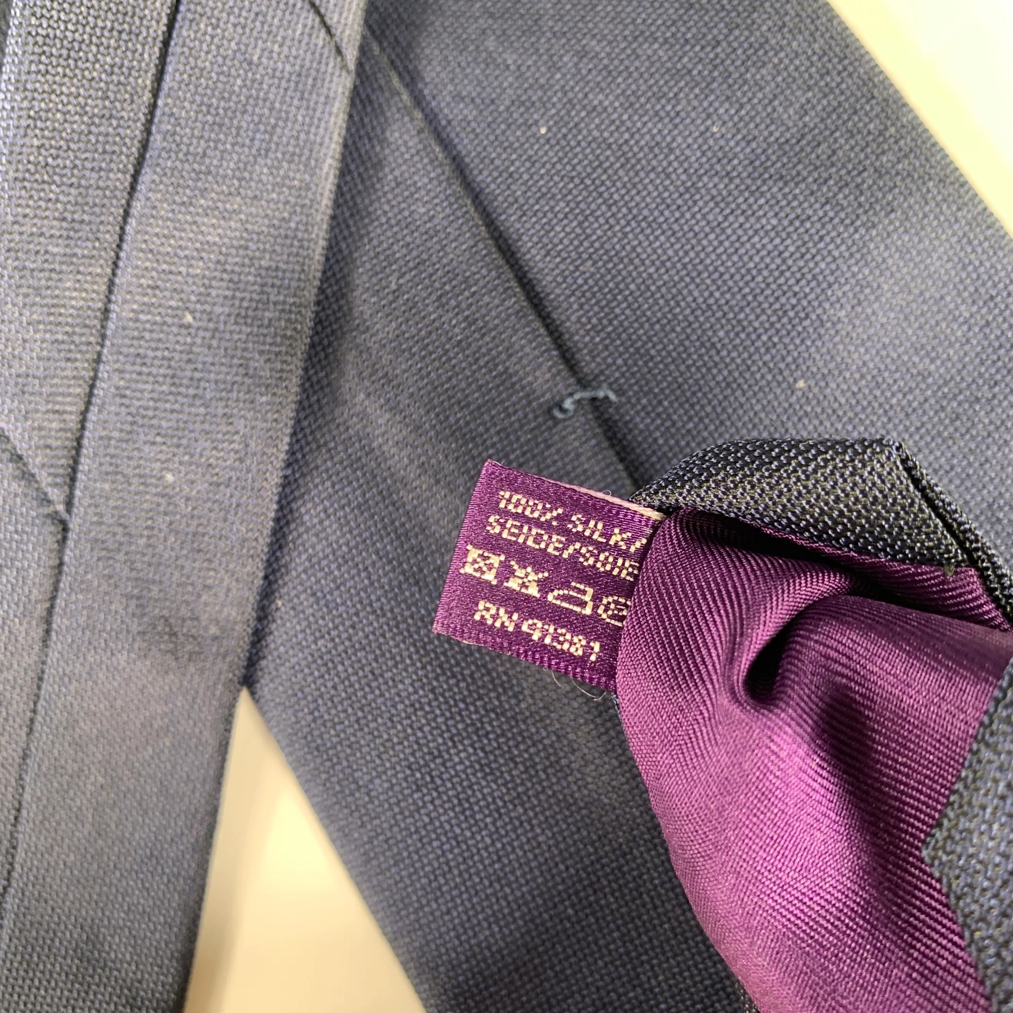 RALPH LAUREN Navy Solid Silk Tie - Image 5