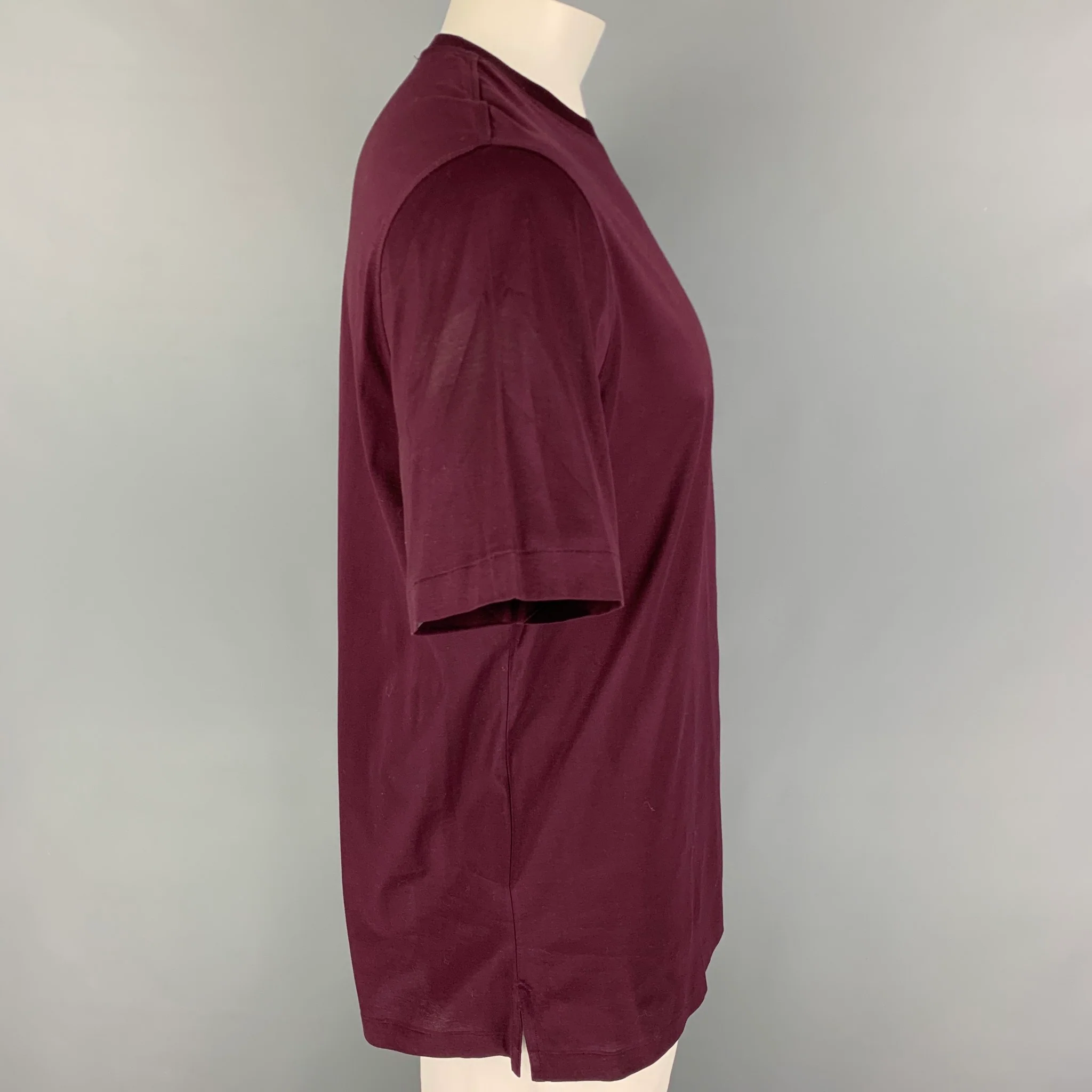 RALPH LAUREN Purple Label Size L Burgundy Cotton Crew-Neck T-shirt - Image 2