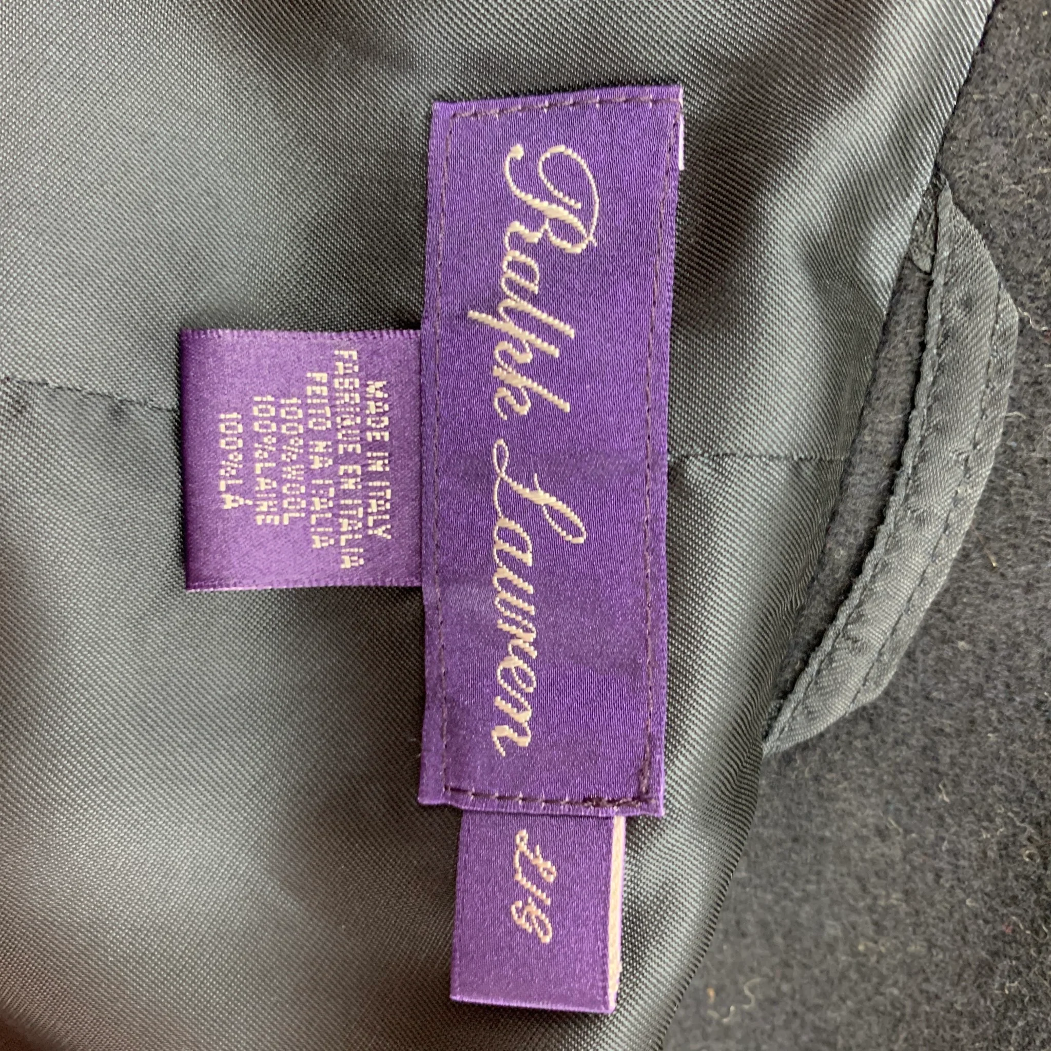 RALPH LAUREN Purple Label Size L Navy Lana Wool Double Breasted Coat - Image 6