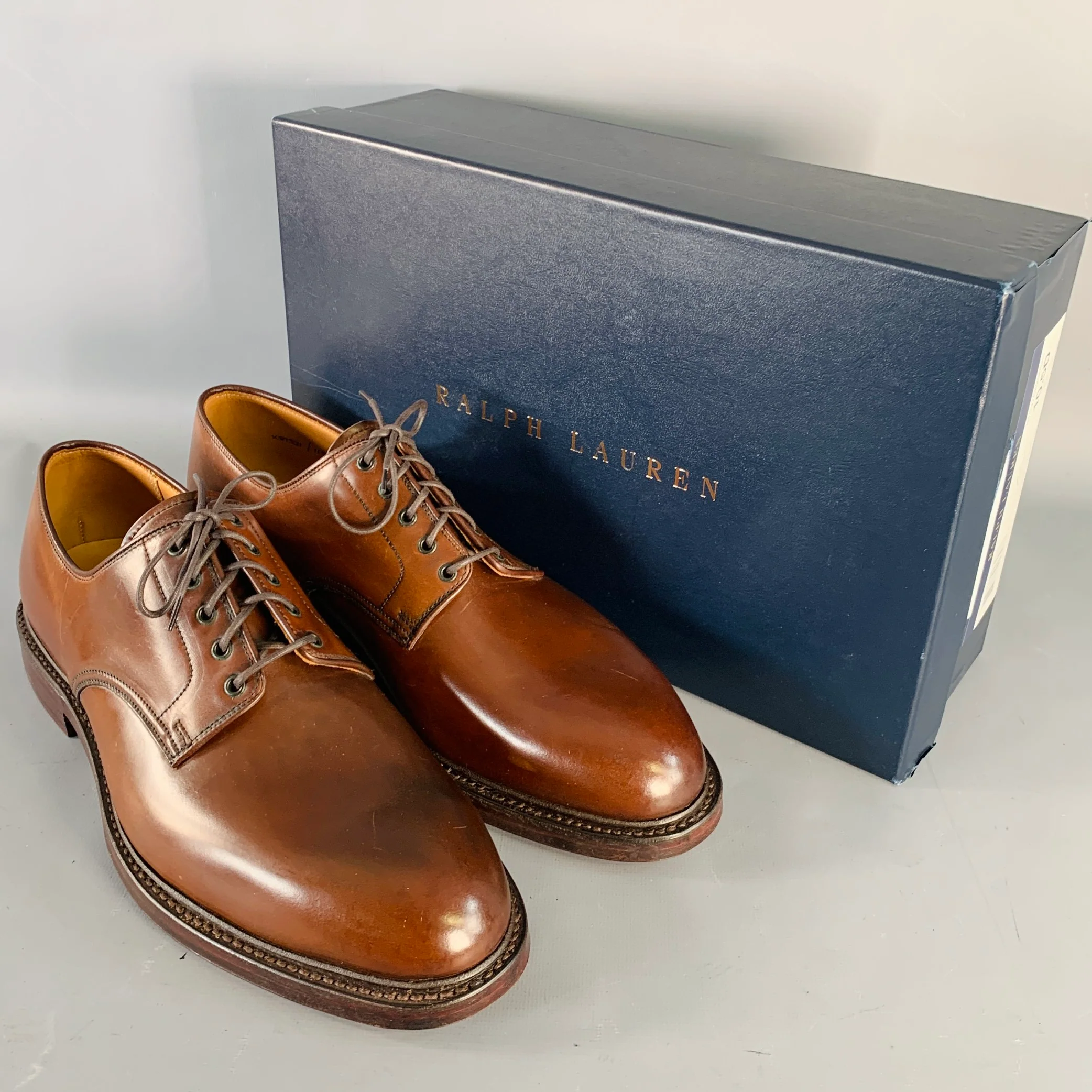RALPH LAUREN Size 10.5 Marlow Brown Cordovan Leather Derby Lace-Up Shoes - Image 10