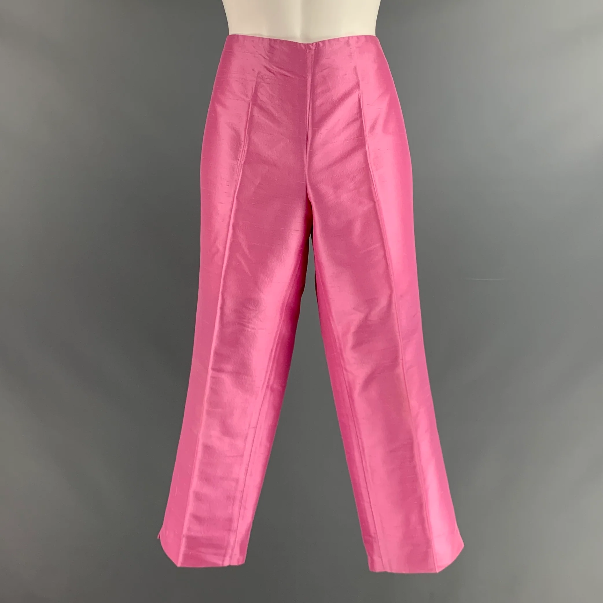 RALPH LAUREN Size 10 Pink Silk Cropped Dress Pants