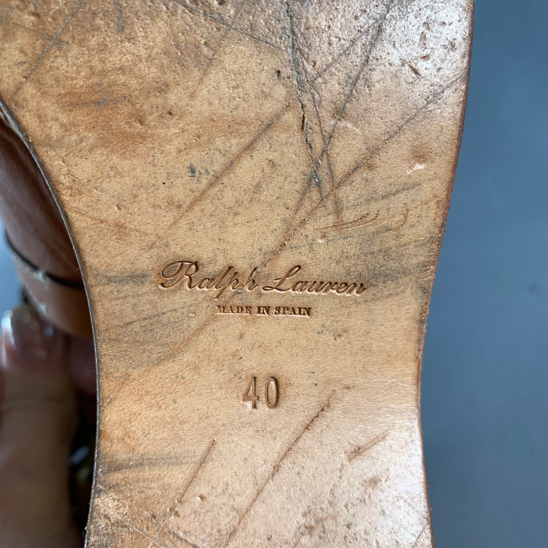 RALPH LAUREN Size 10 Tan Natural Leather Platform Sandals - Image 7