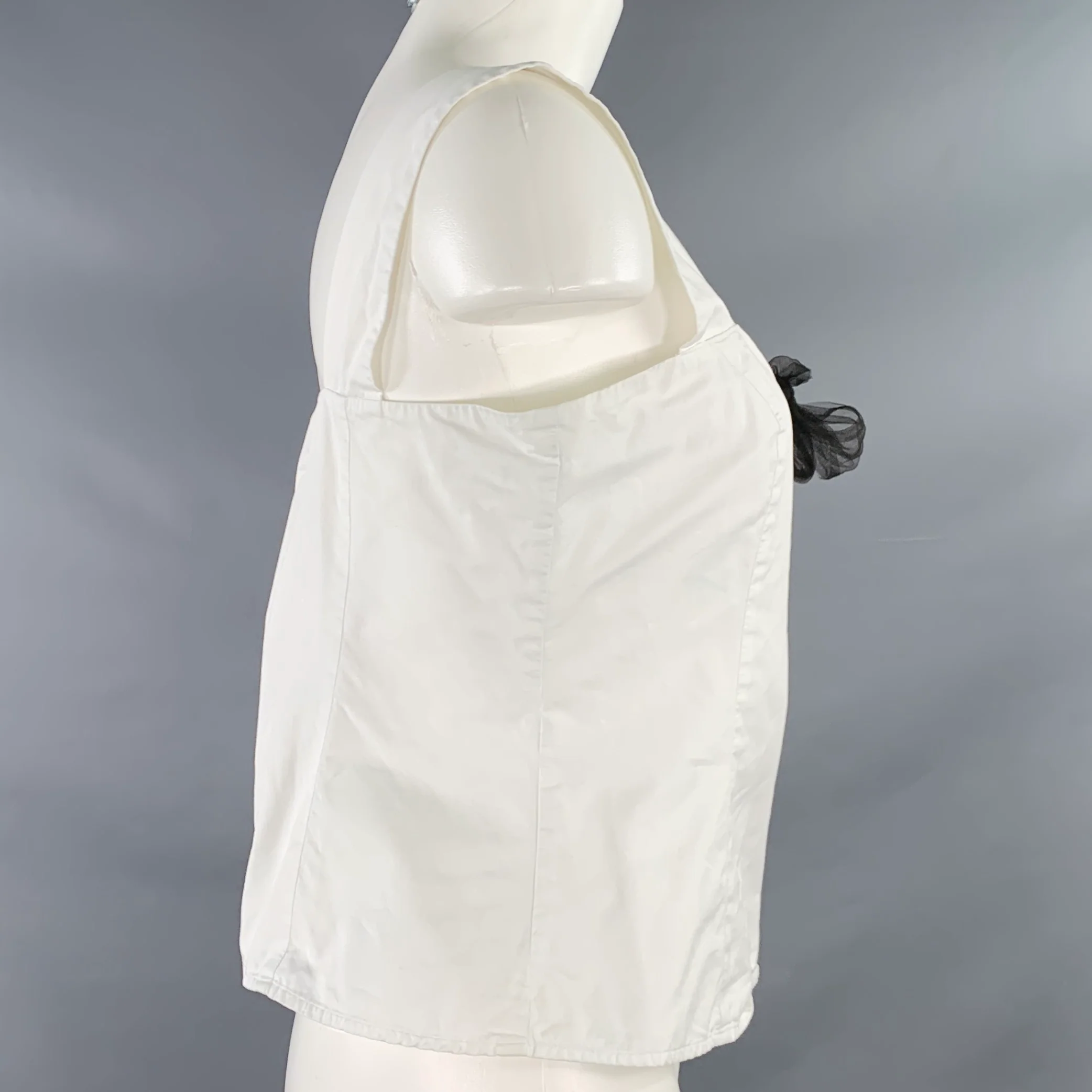 RALPH LAUREN Size 10 White Black Cotton Sleeveless Casual Top - Image 3