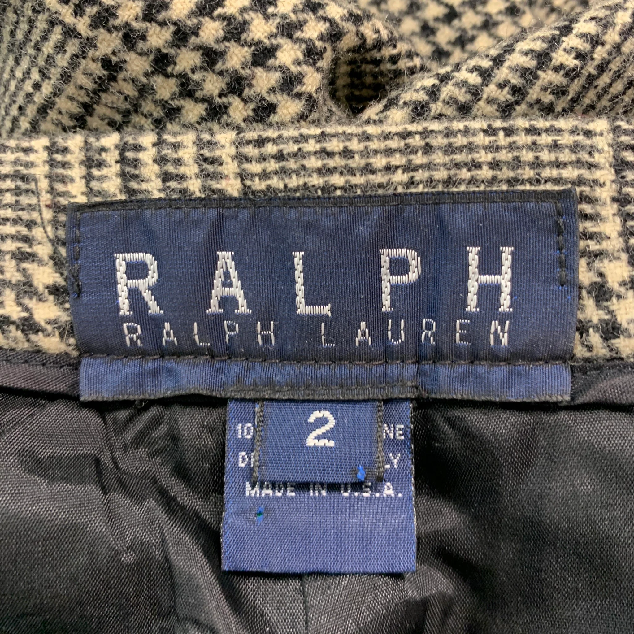 RALPH LAUREN Size 2 Black Cream Wool Glenplaid Wide Leg Dress Pants - Image 4