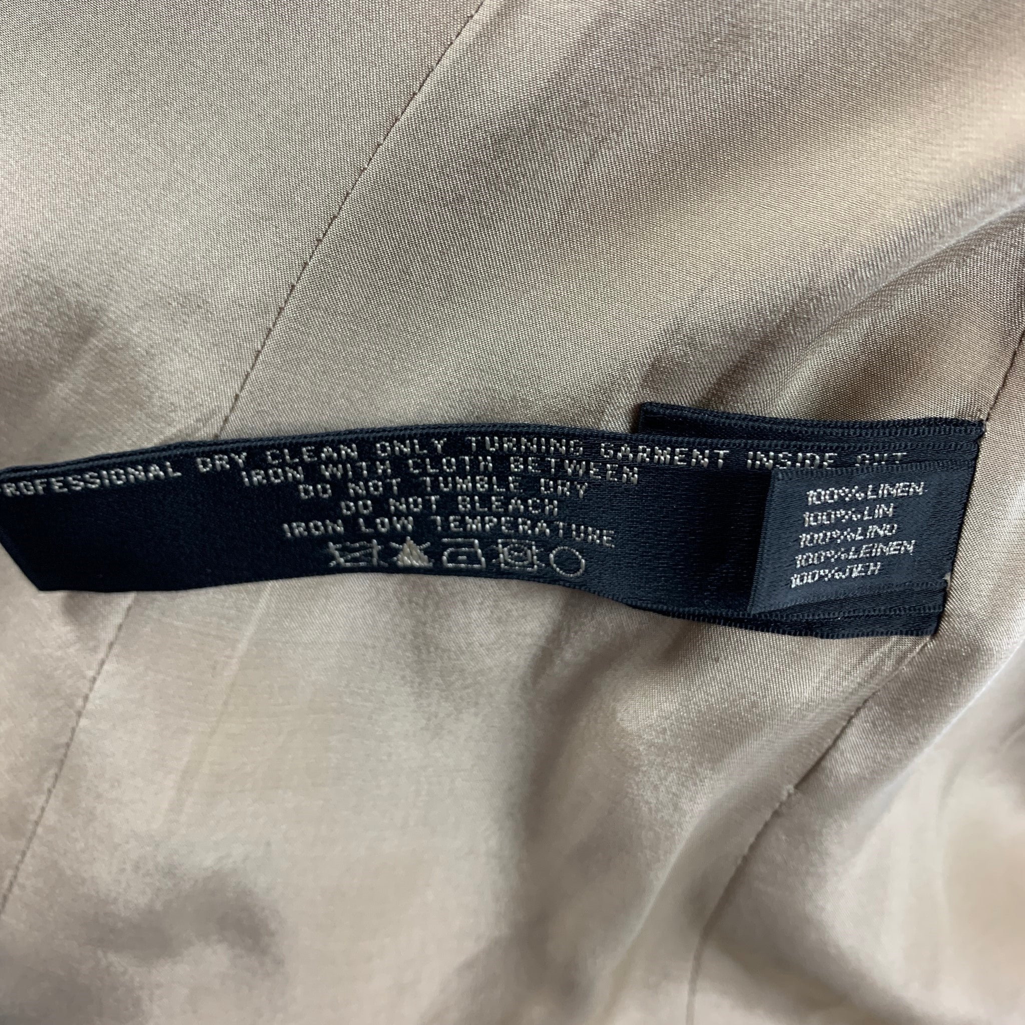 RALPH LAUREN Size 2 Gold Linen Metallic Notch Lapel Pants Suit - Image 6