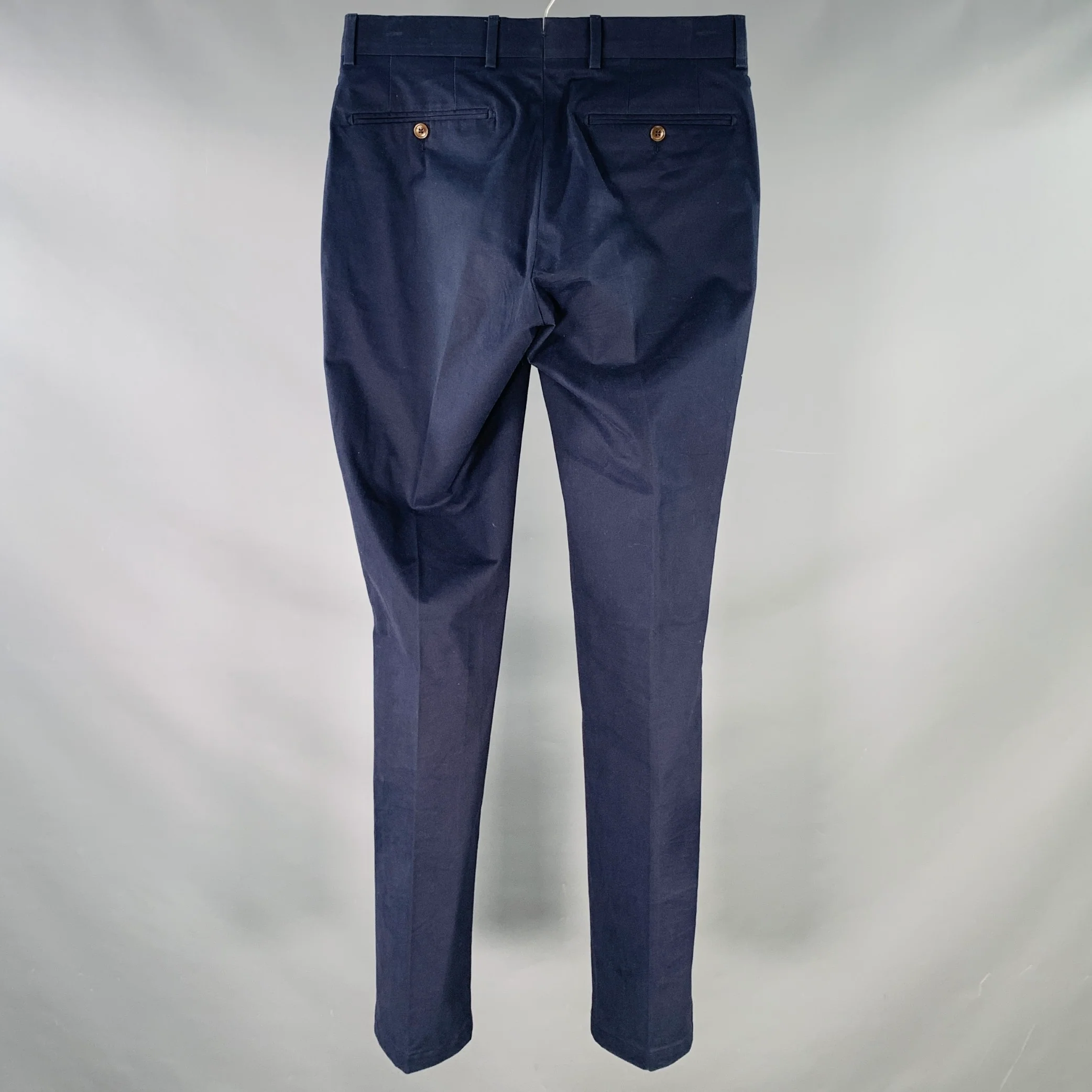 RALPH LAUREN Size 28 Navy Cotton Blend Slim Straight Zip Fly Dress Pants - Image 2