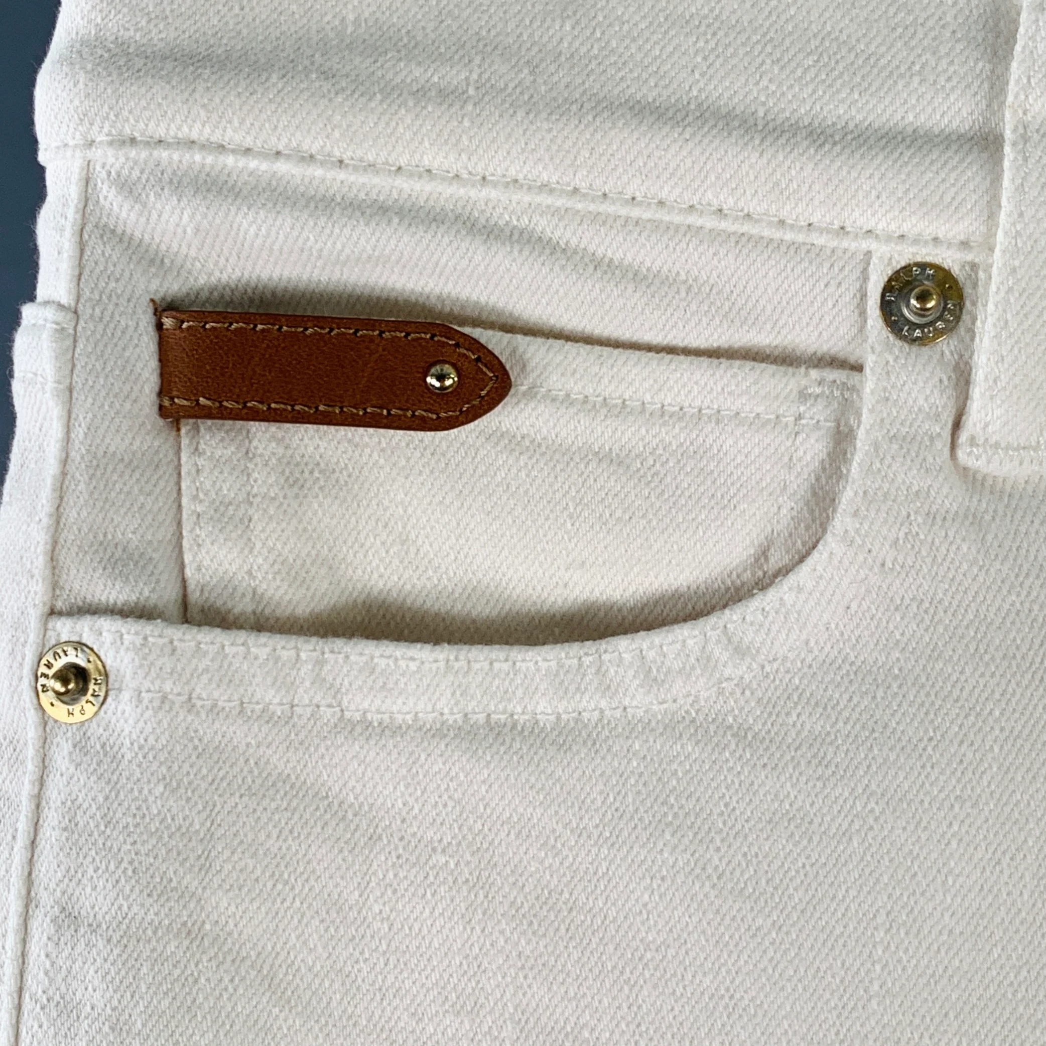 RALPH LAUREN Size 29 White Twill Cotton Blend Bootcut Five Pockets Jeans - Image 2