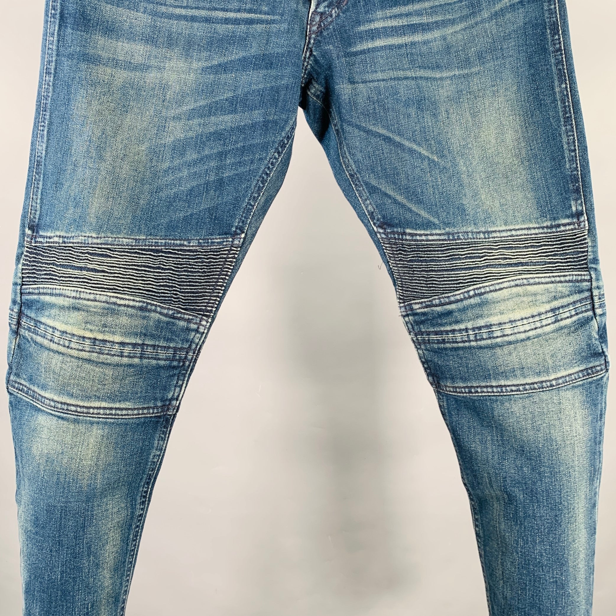 RALPH LAUREN Size 32 Blue Denim Tapered Pleated Jeans - Image 2