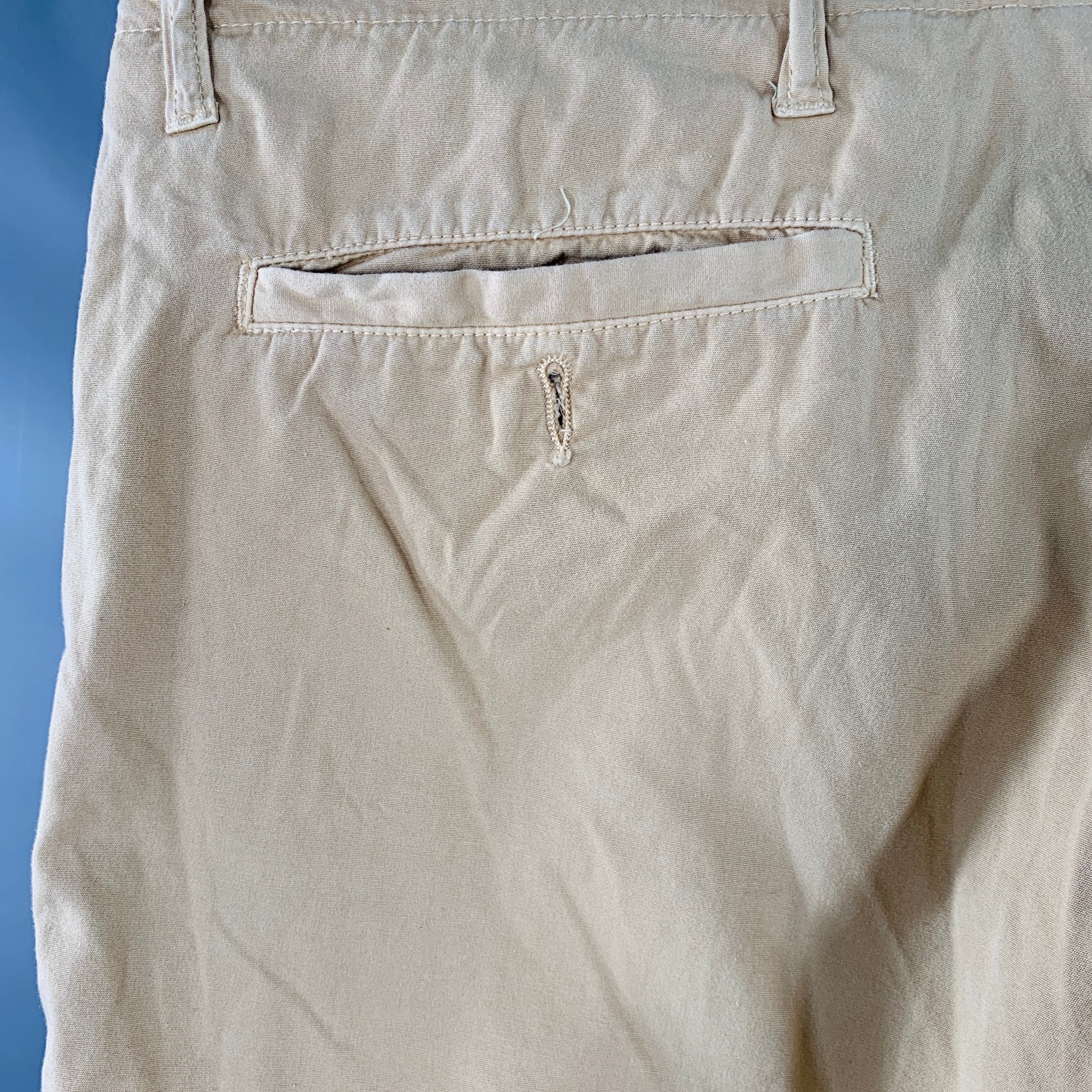 RALPH LAUREN Size 32 Khaki Wrinkled Cotton Flat Front Casual Pants - Image 3