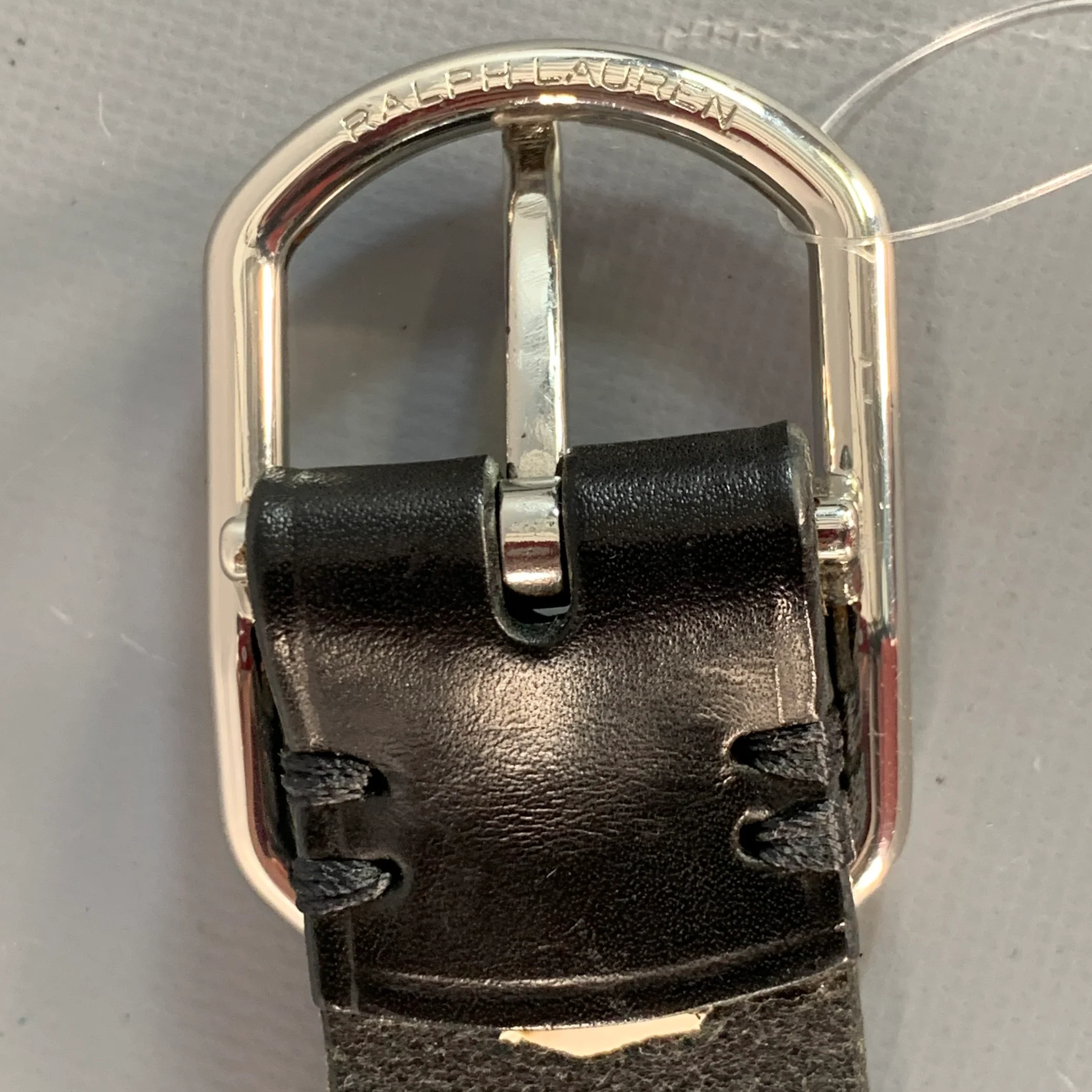 RALPH LAUREN Size 34 Black Silver Leather Belt - Image 8