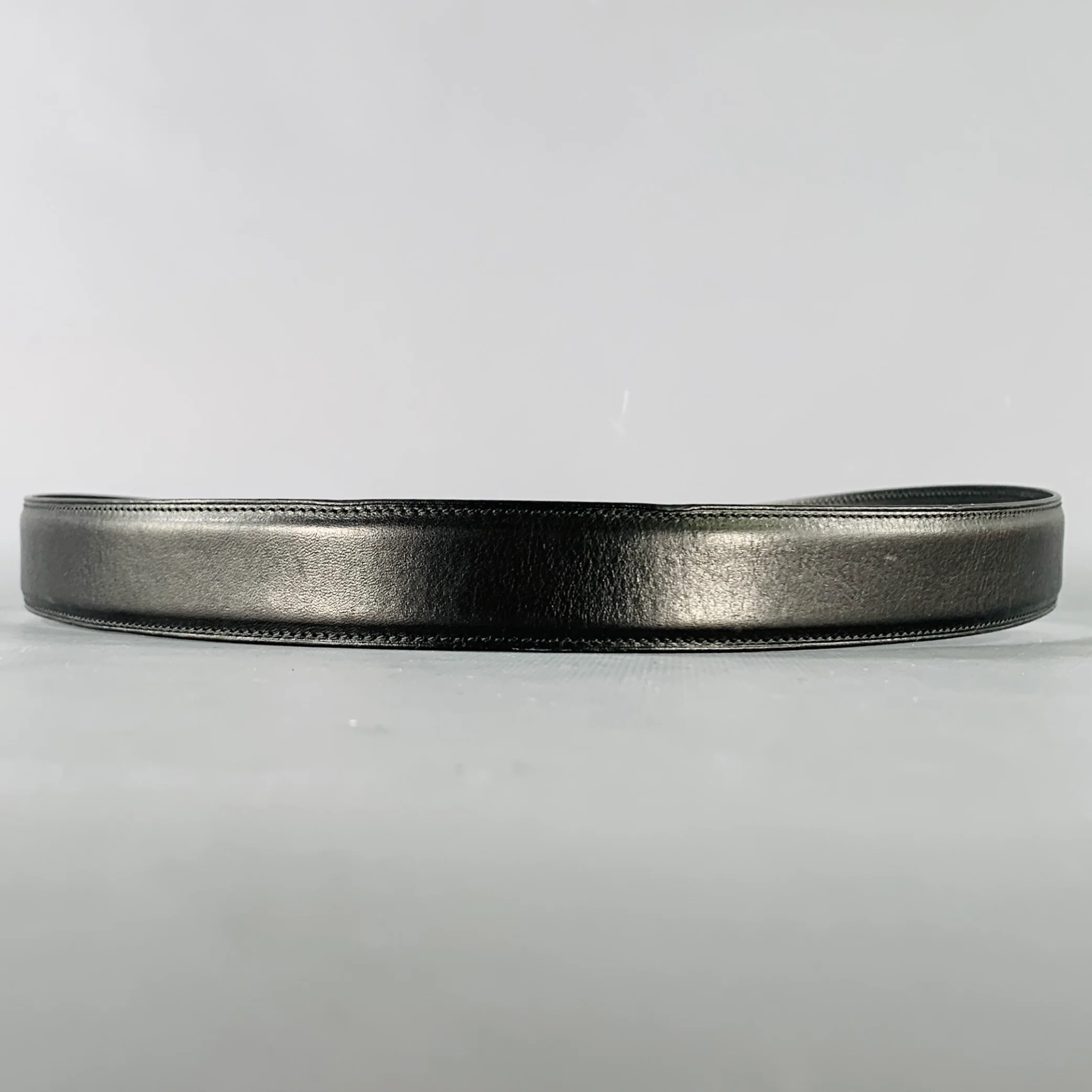 RALPH LAUREN Size 36 Black Silver Leather Belt - Image 3