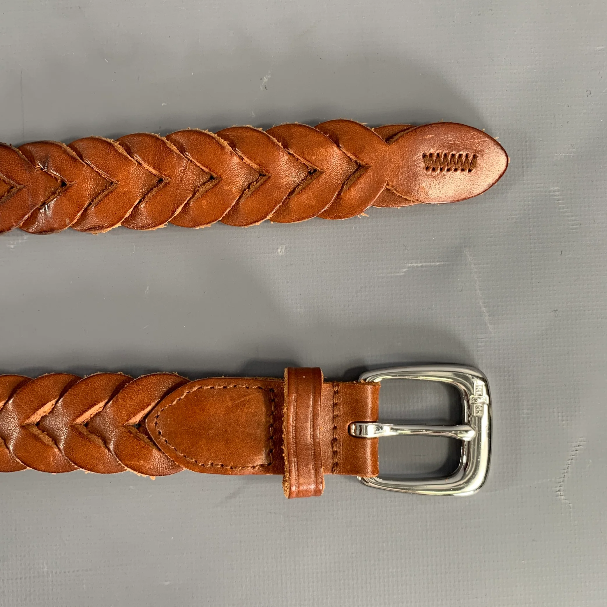 RALPH LAUREN Size 36 Brown Braided Leather Belt - Image 5