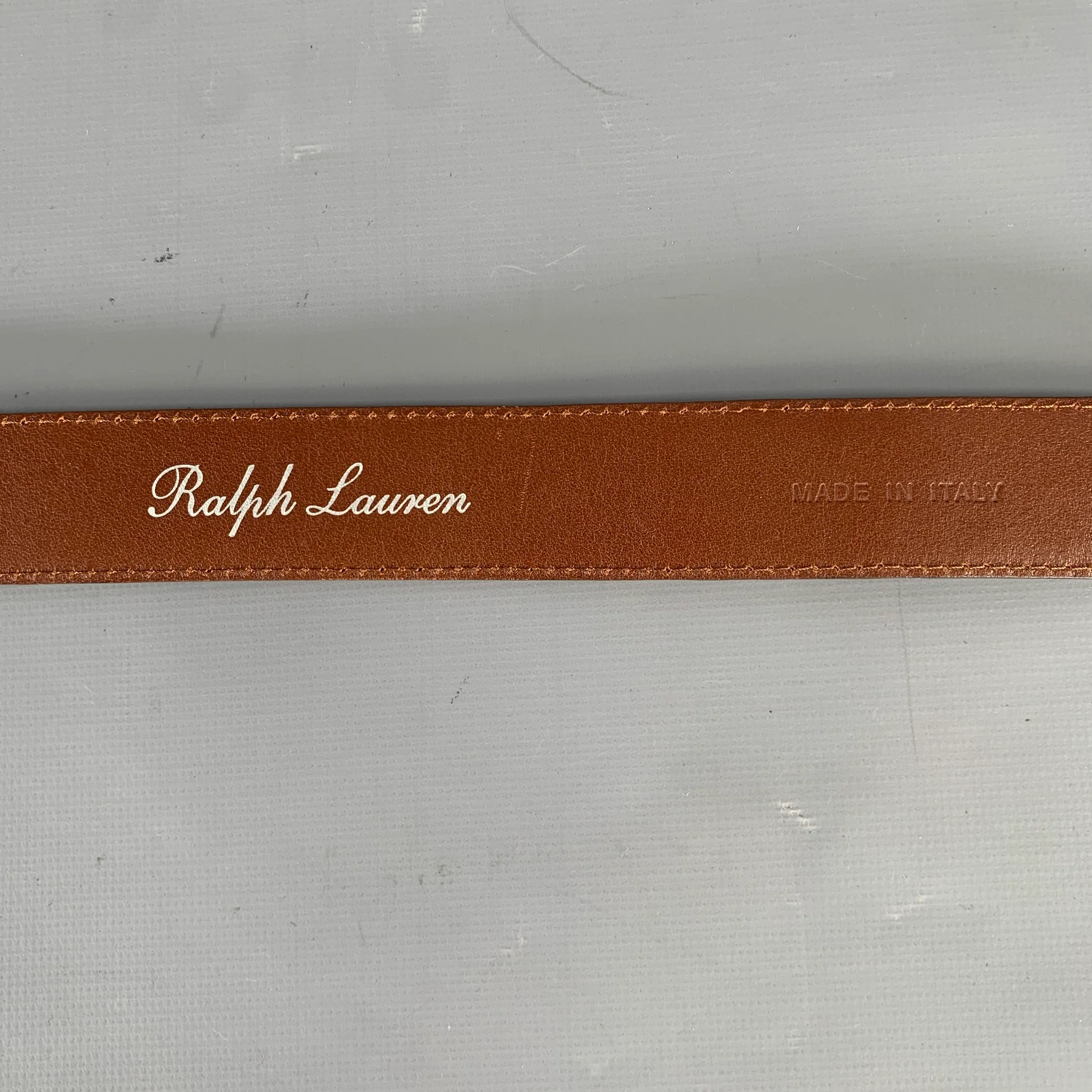 RALPH LAUREN Size 36 Brown Textured Alligator Leather Sterling Silver Belt - Image 8