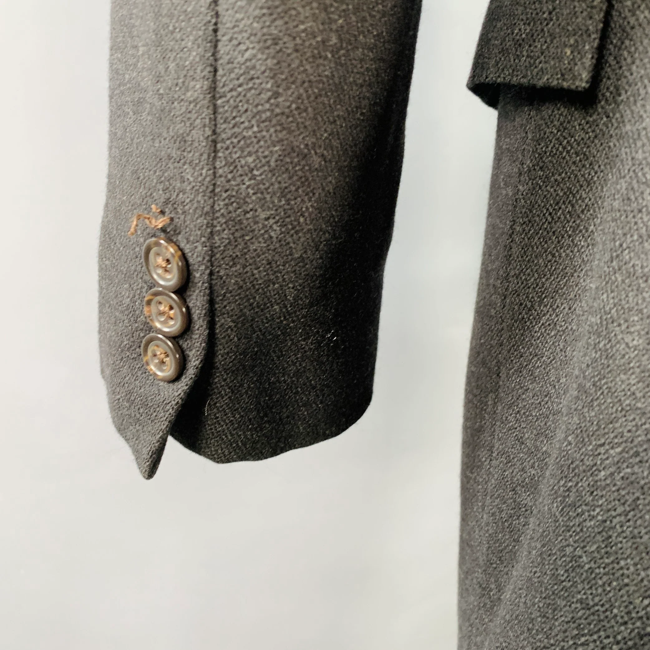 RALPH LAUREN Size 38 Regular Grey Black Woven Wool Notch Lapel Sport Coat - Image 4