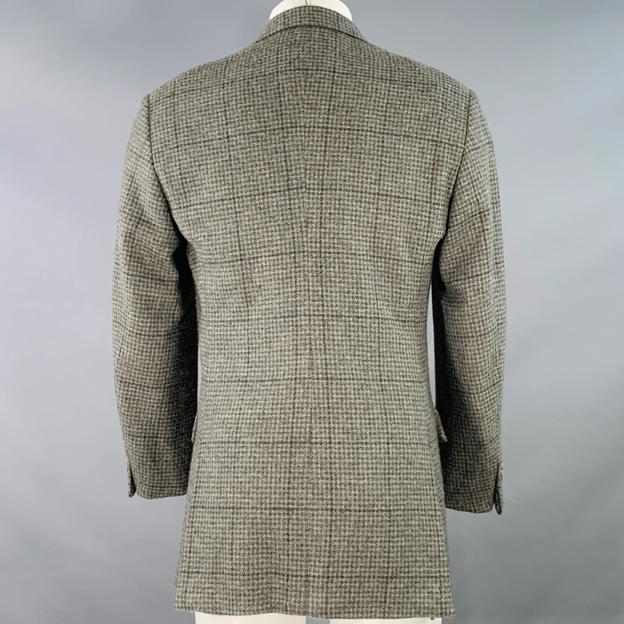 RALPH LAUREN Size 38 Regular Grey Light Grey Plaid Cashmere Sport Coat - Image 4