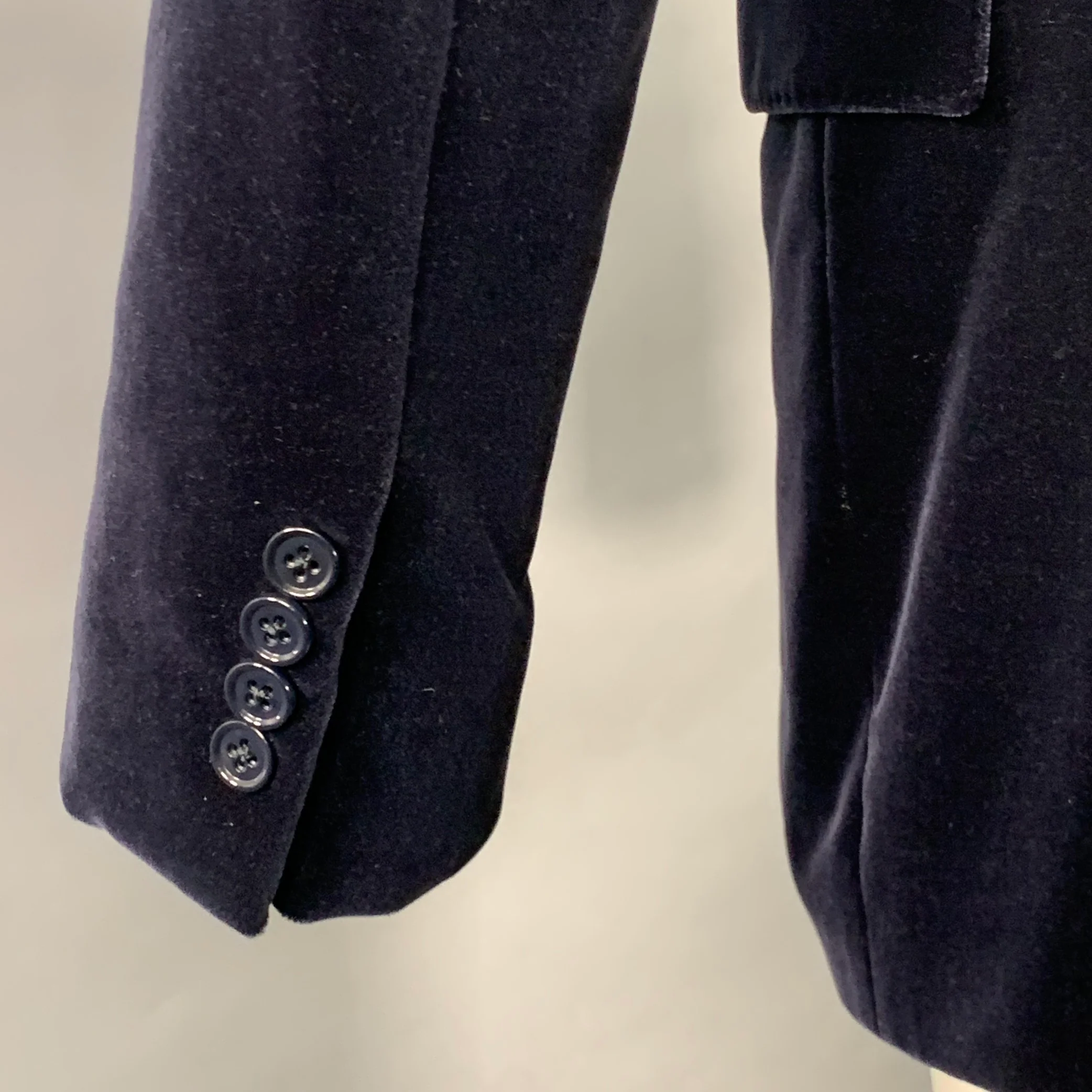 RALPH LAUREN Size 38 Regular Navy Cotton Velvet Peak Lapel Sport Coat - Image 5