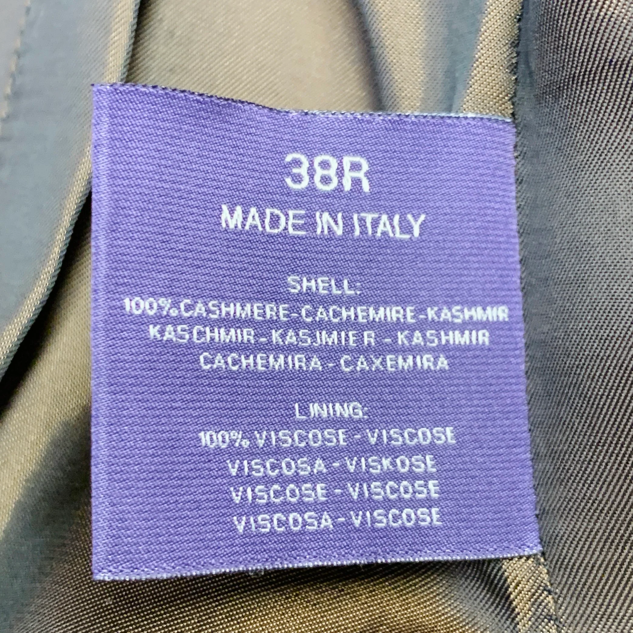 RALPH LAUREN Size 38 Regular Tan Brown Houndstooth Cashmere Peak Lapel Double Breasted Sport Coat - Image 8