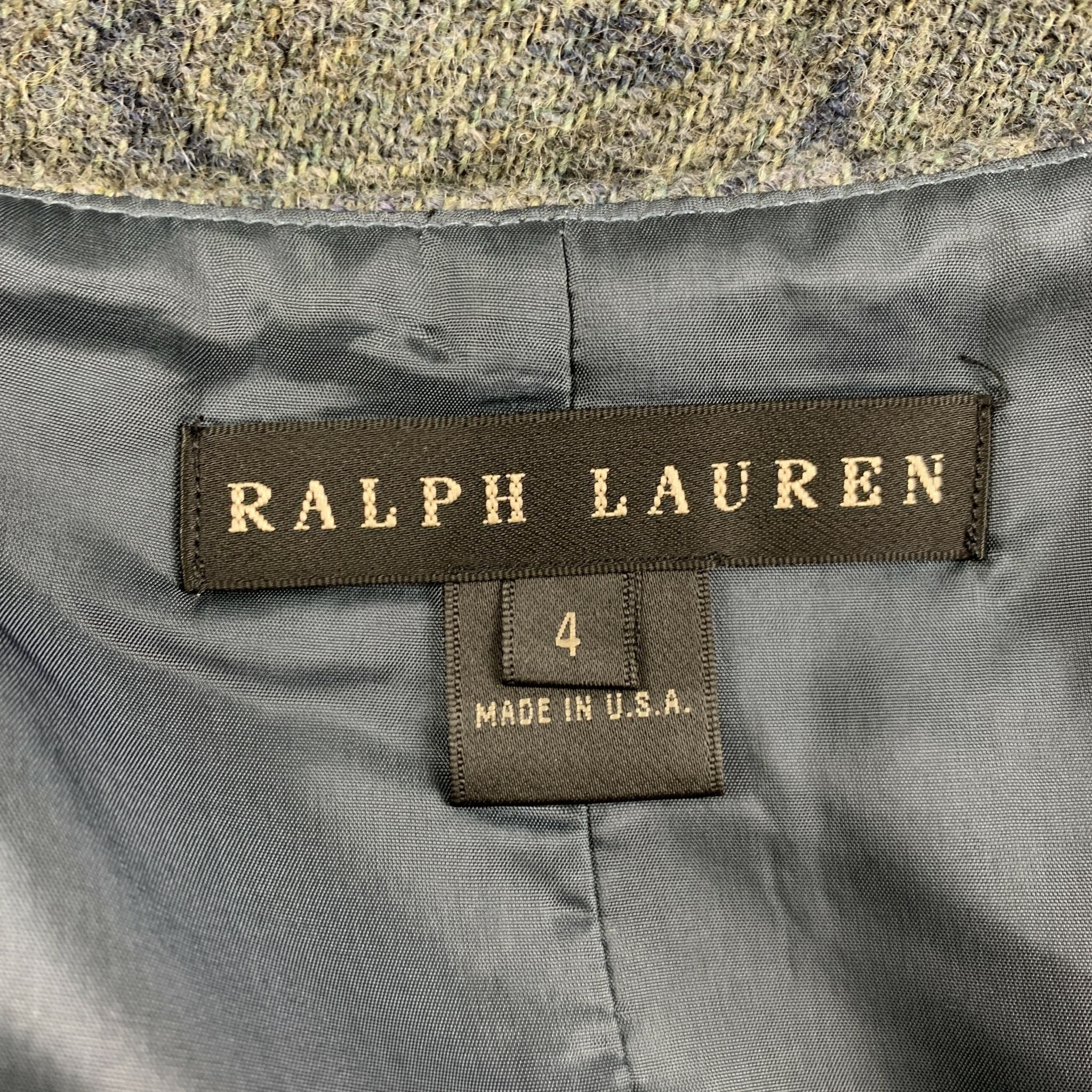 RALPH LAUREN Size 4 Blue Grey Wool Paisley Pencil Below Knee Skirt - Image 4