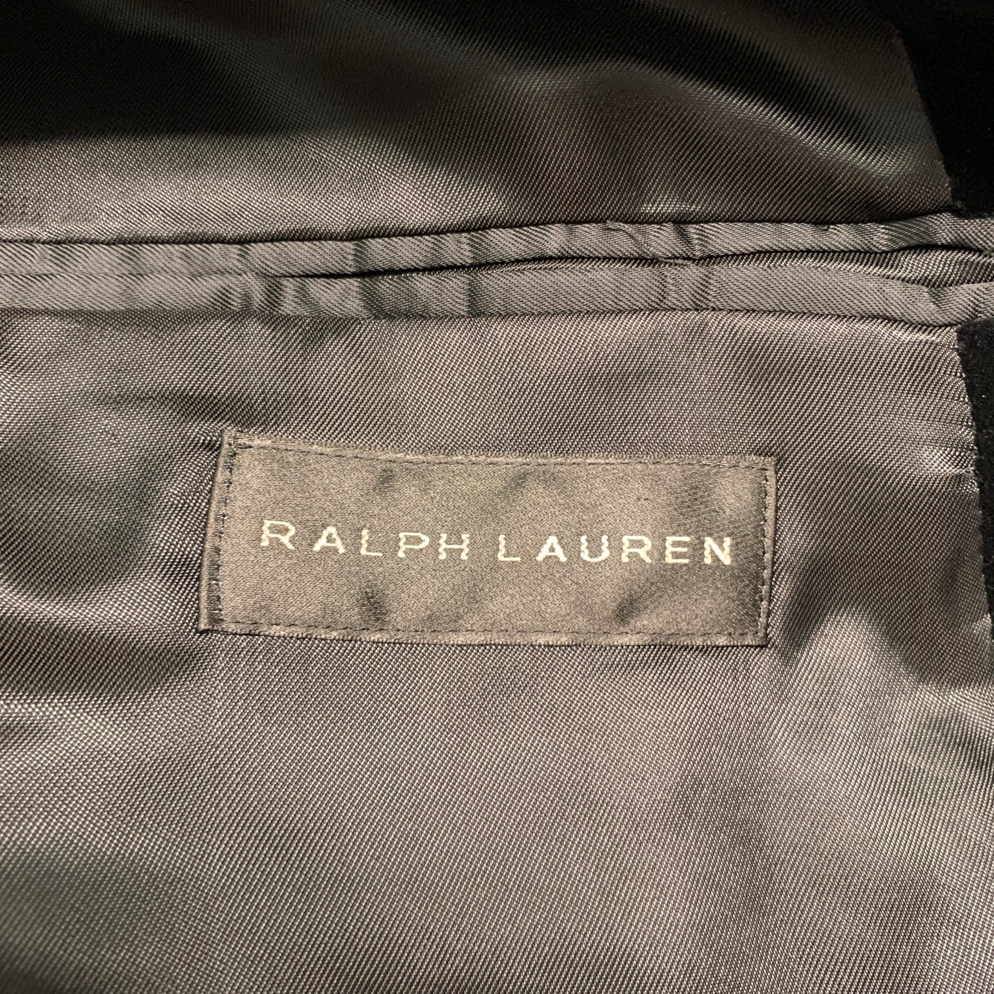 RALPH LAUREN Size 42 Black Solid Cotton Velvet Notch Lapel Sport Coat - Image 5