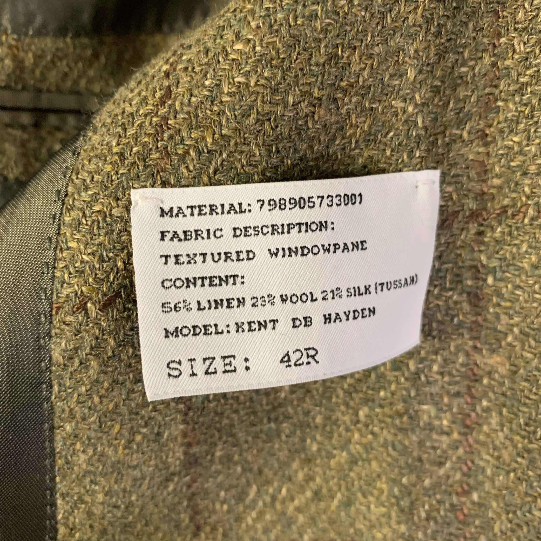 RALPH LAUREN Size 42 Green Brown Window Pane Wool Linen Silk Sport Coat - Image 8