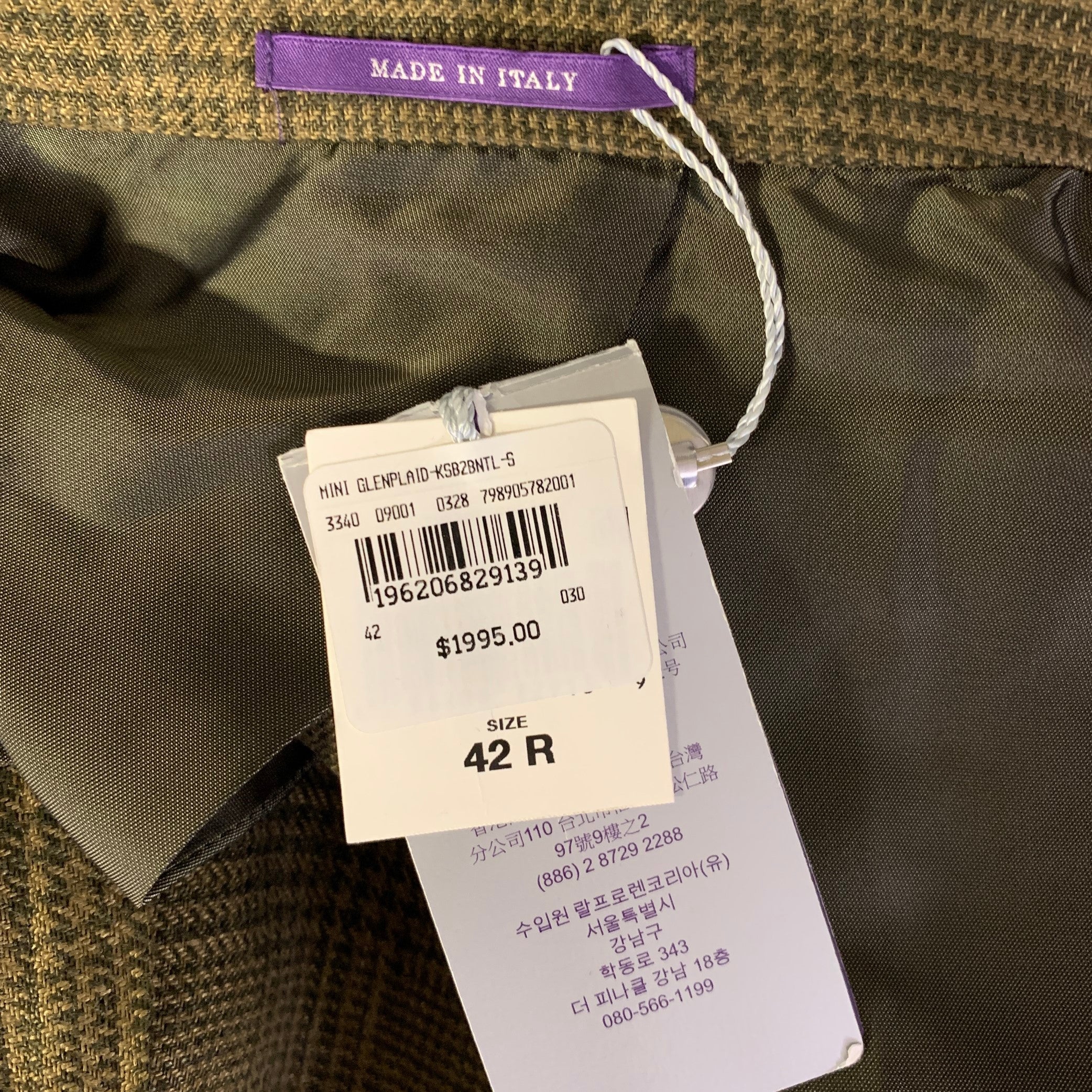 RALPH LAUREN Size 42 Green Olive Glen Check Linen Notch Lapel Sport Coat - Image 5