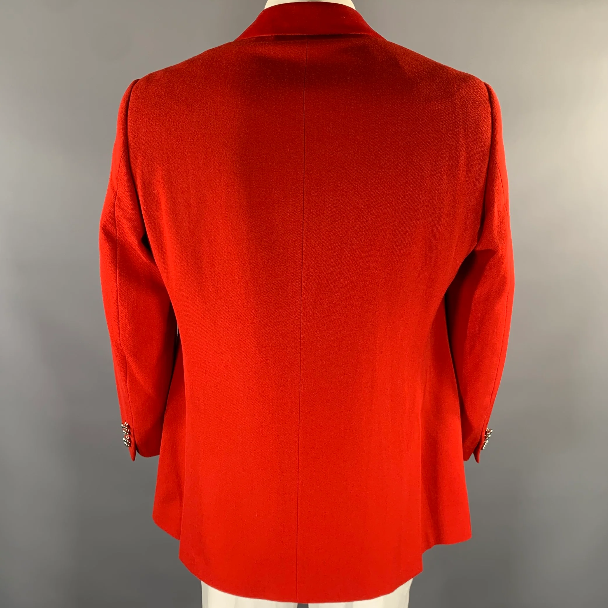 RALPH LAUREN Size 44 Red Wool Notch Lapel Sport Coat - Image 5