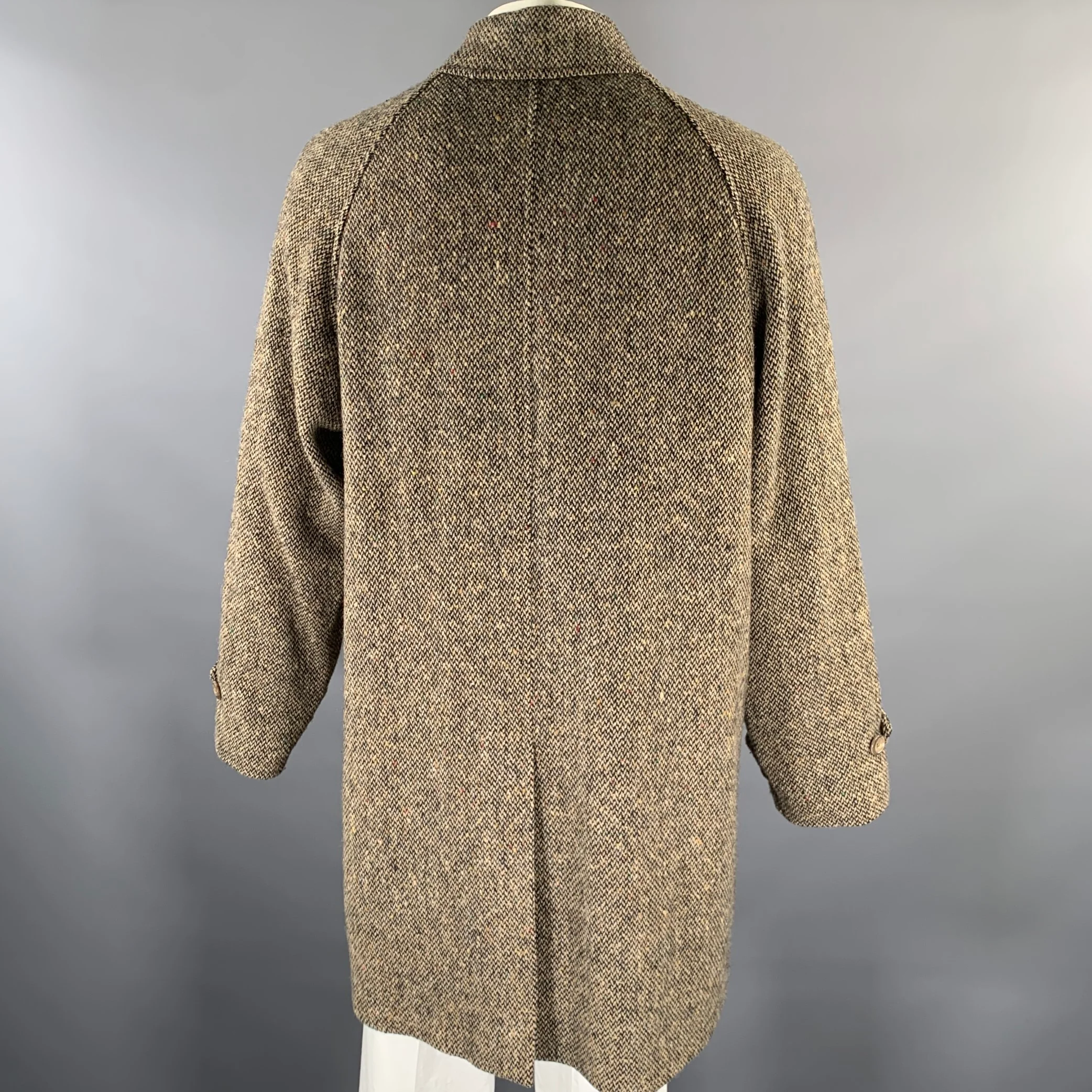 RALPH LAUREN Size 44 Tan Black Wool Hidden Placket Coat - Image 4
