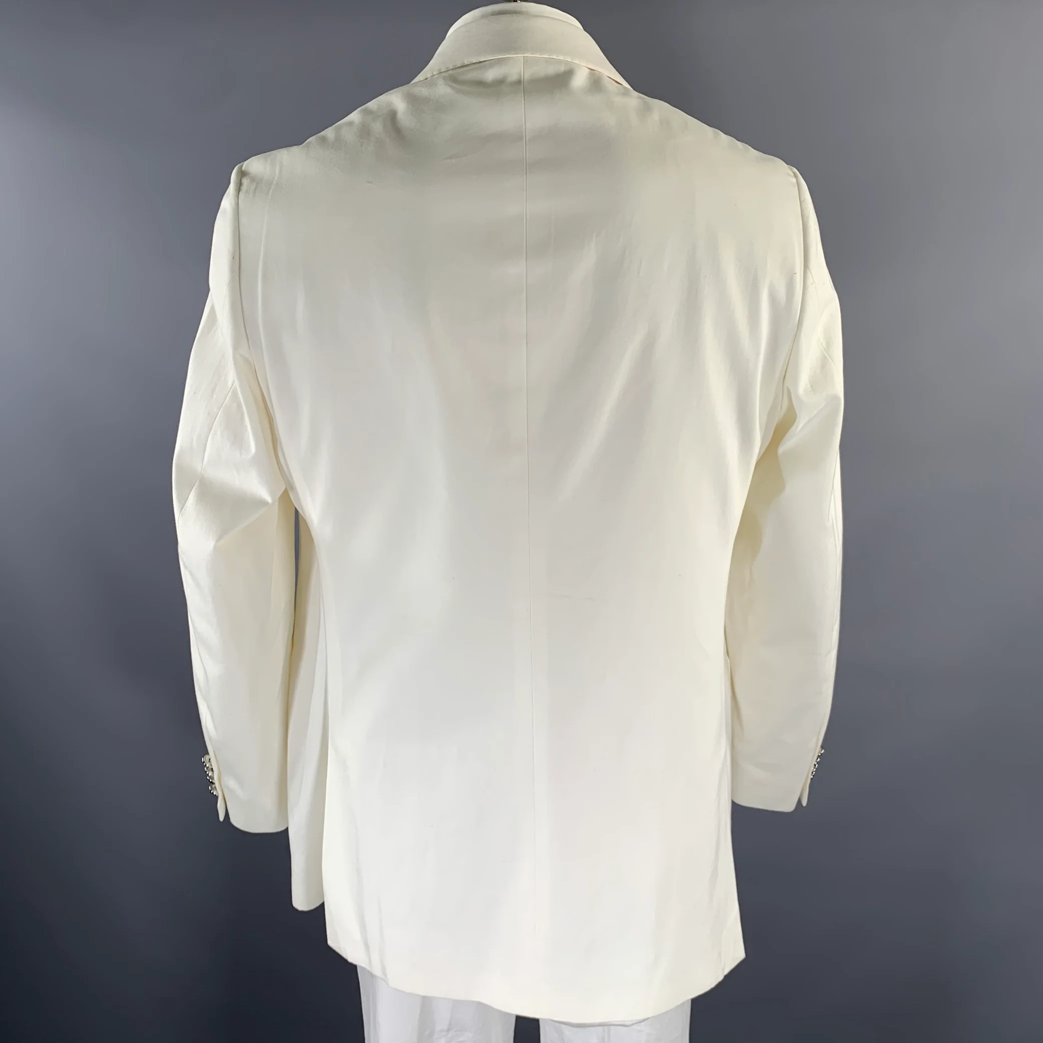 RALPH LAUREN Size 46 White Cotton Notch Lapel Sport Coat - Image 4