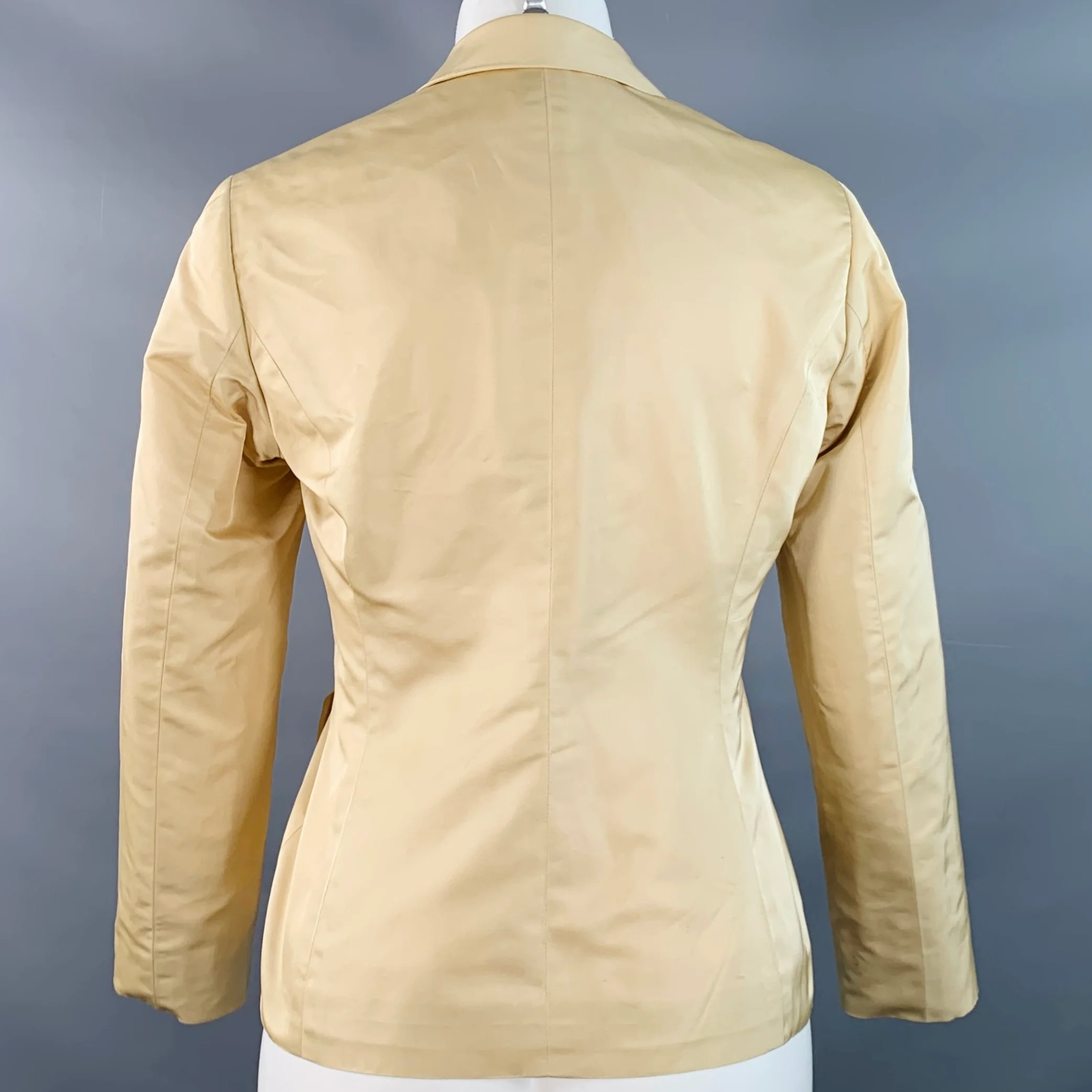 RALPH LAUREN Size 6 Beige Acetate Silk Notch Lapel Jacket Blazer - Image 3