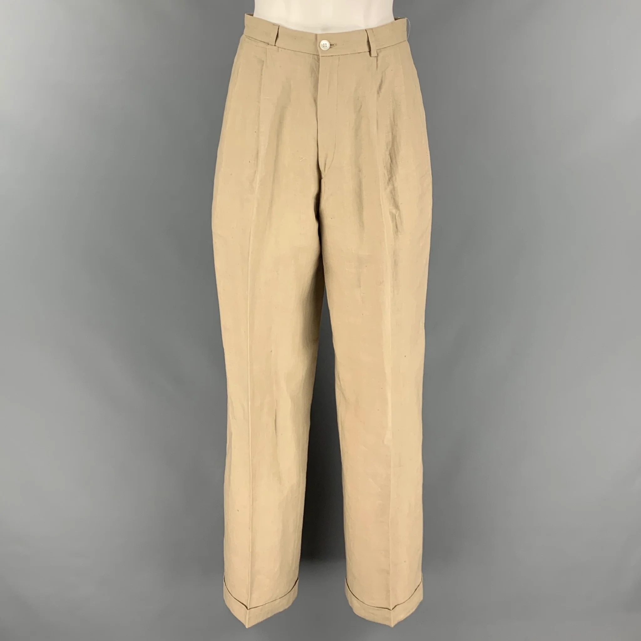 RALPH LAUREN Size 6 Beige Taupe Linen High Waisted Dress Pants