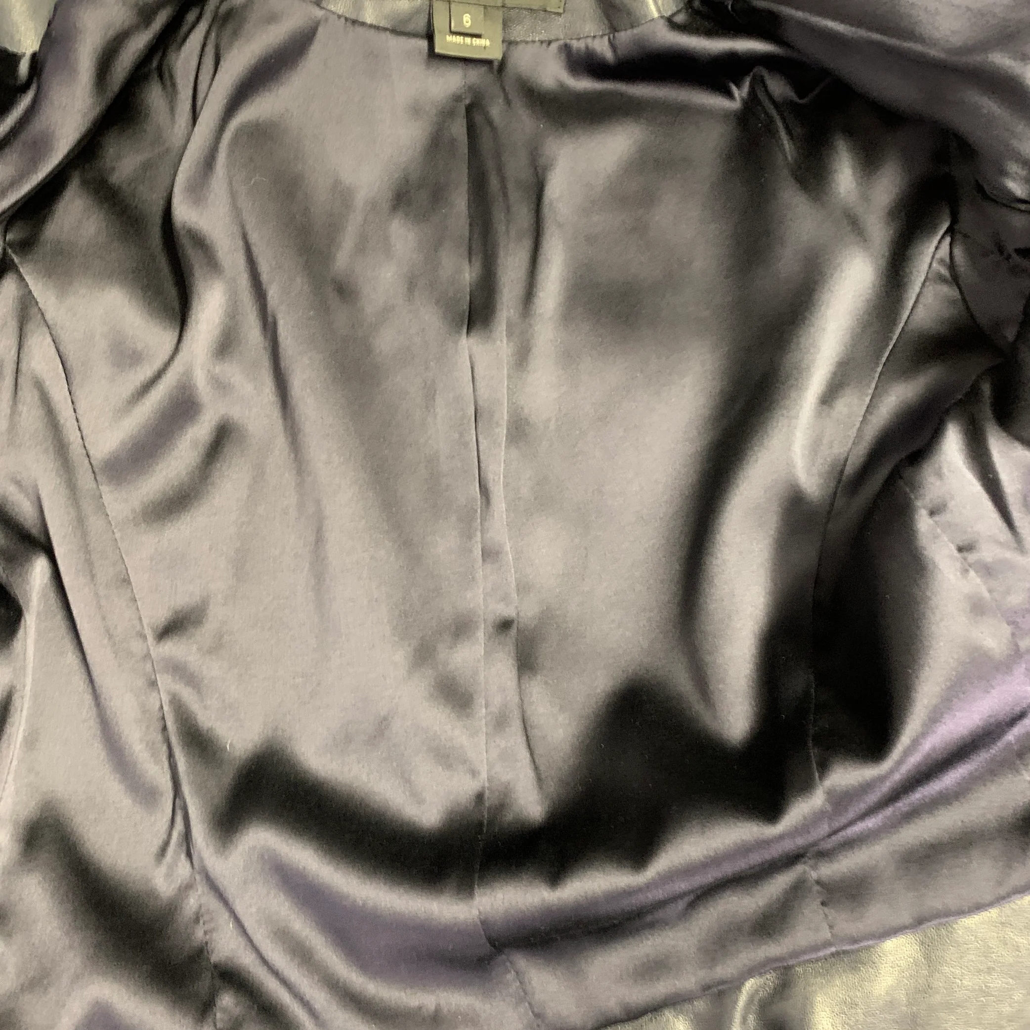 RALPH LAUREN Size 6 Navy Lambskin Leather Peplum Jacket - Image 5