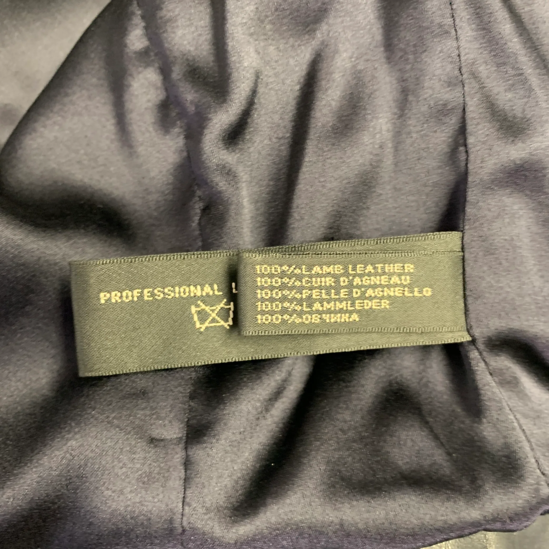 RALPH LAUREN Size 6 Navy Lambskin Leather Peplum Jacket - Image 7
